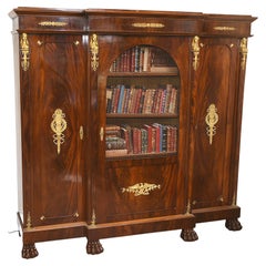 Antique Bookcase, French Empire Cabinet Flame Mahogany, 1880