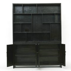 Antique Bookcase in Original Black Lacquer, China 1840-1860