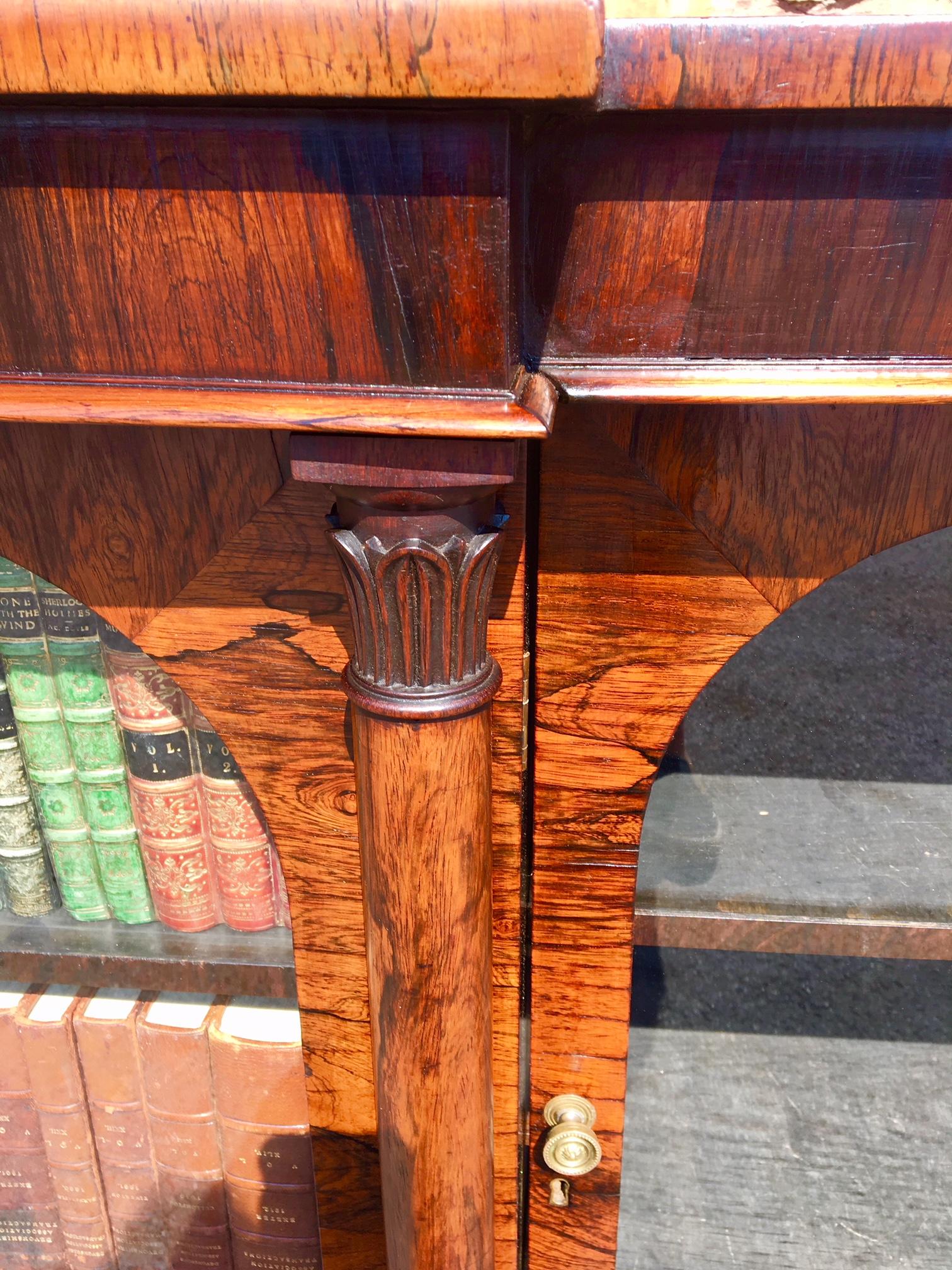 Veneer Antique Bookcase in Rosewood, English, circa 1830