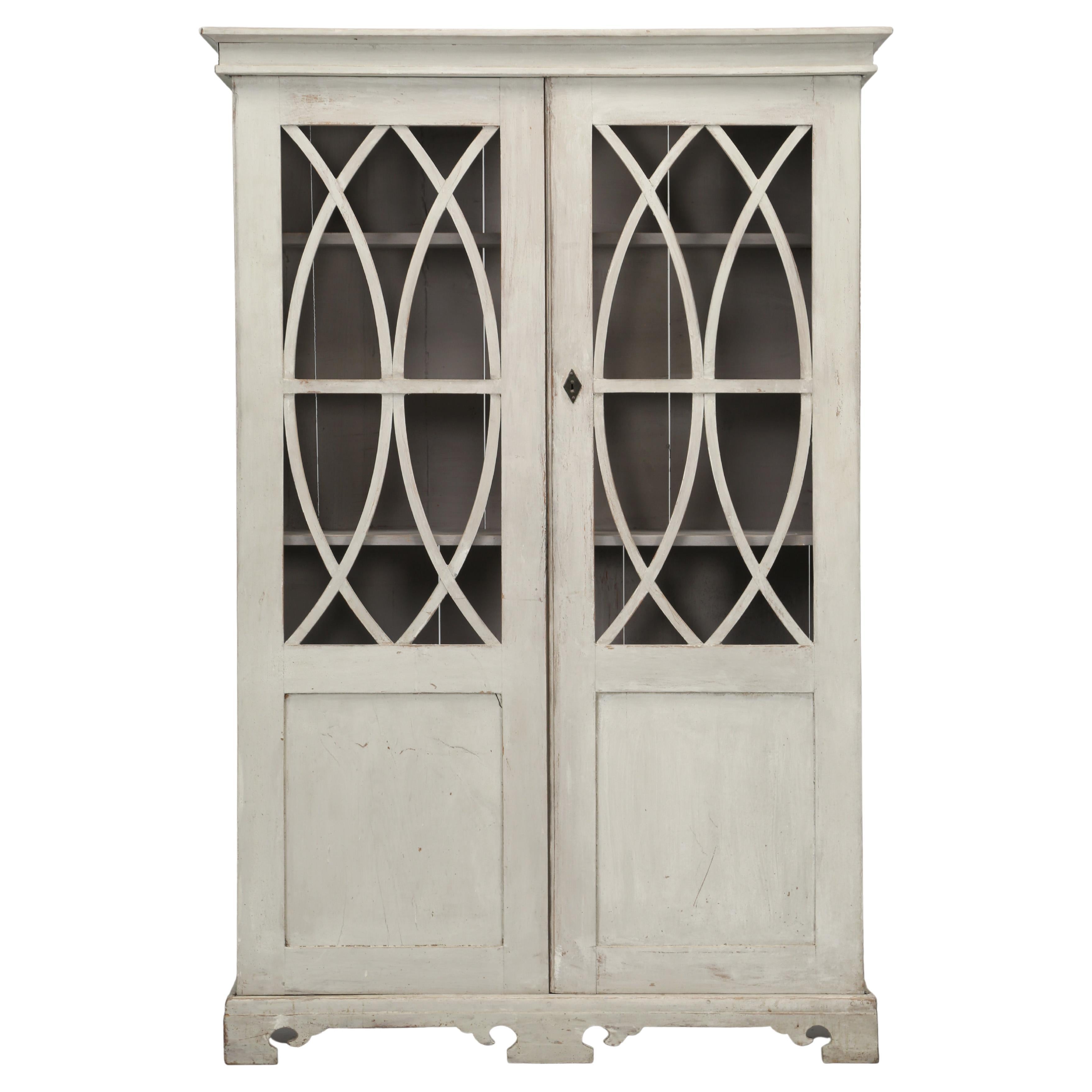 Antique Bookcase or Display Cabinet with Enhanced Recent Paint