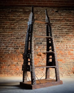 Antique Bookcase Shelving Unit Indian Ox Cart Brass 19th Century, circa 1890