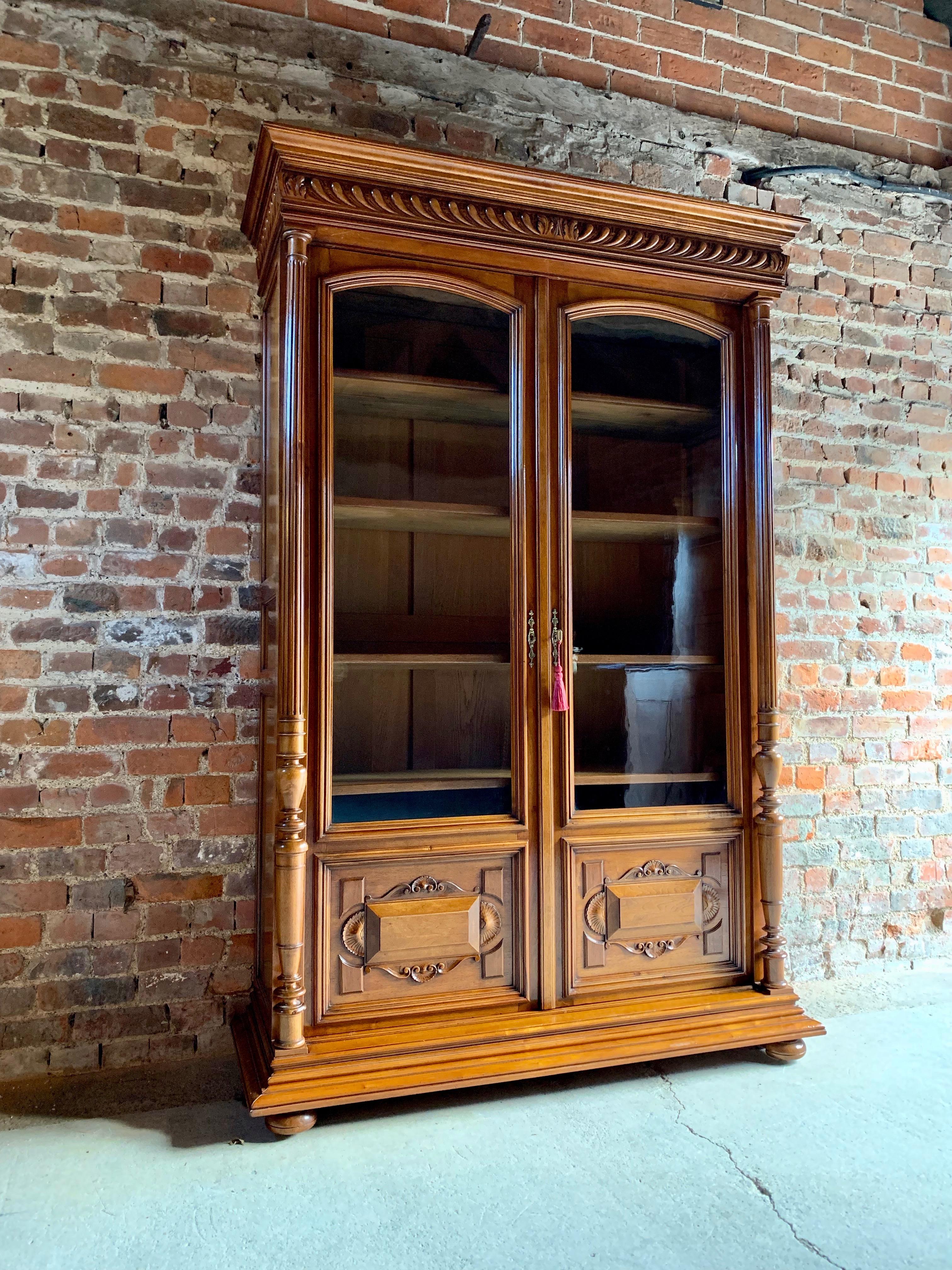 Antique Bookcase Vitrine French Solid Walnut 19th Century circa 1890 Number 3 4