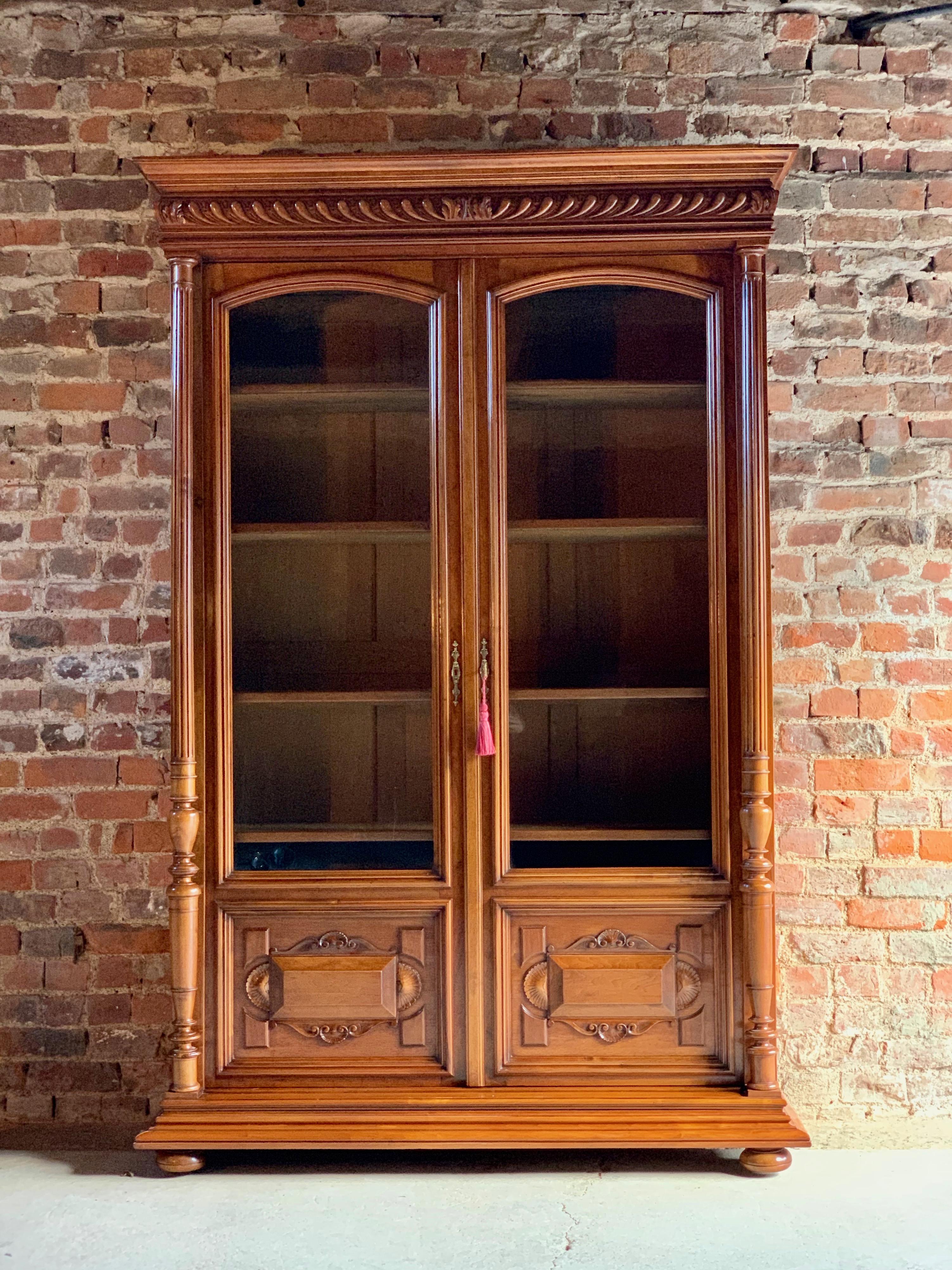 Antique Bookcase Vitrine French Solid Walnut 19th Century circa 1890 Number 3 5