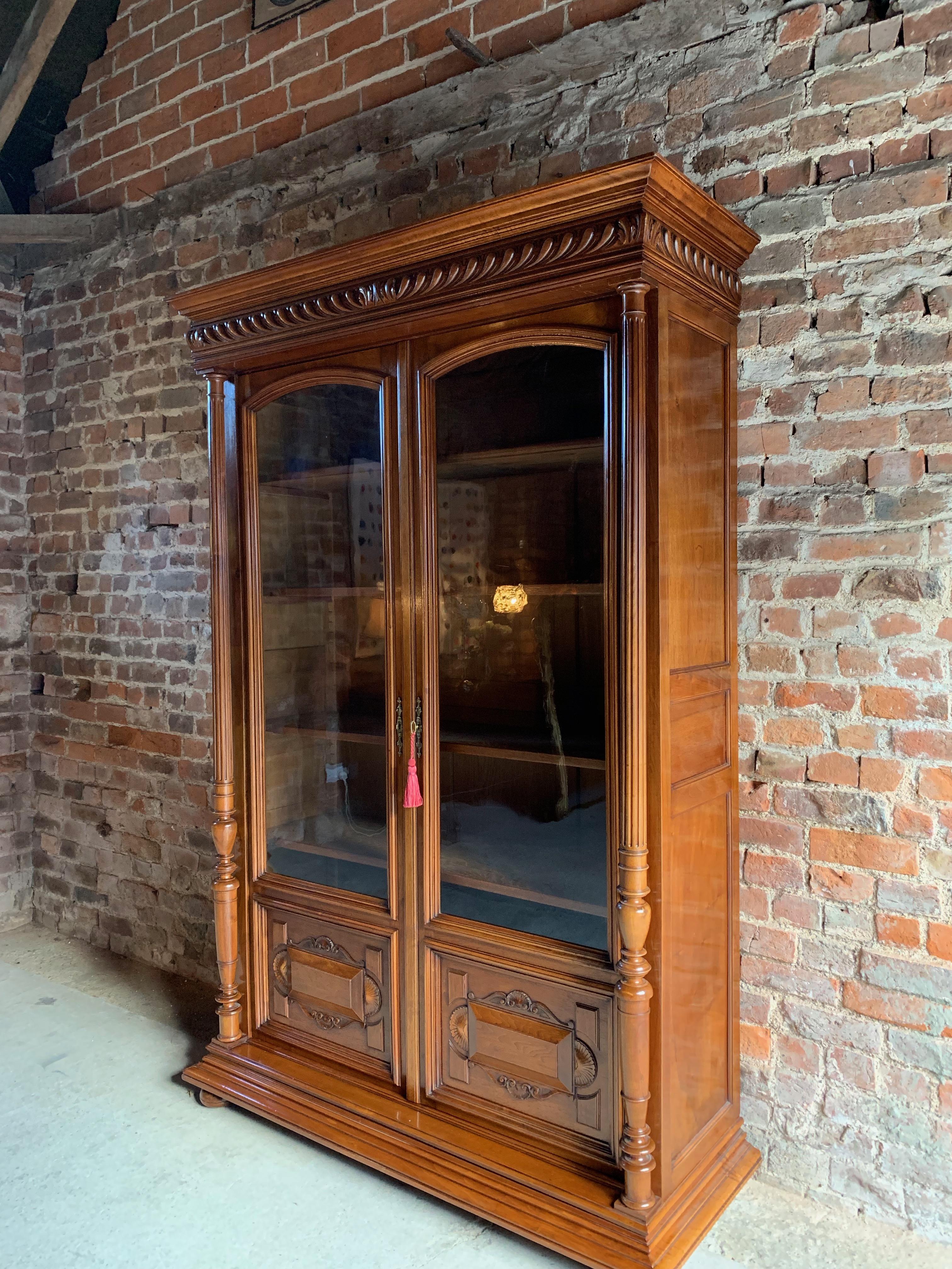 Antique Bookcase Vitrine French Solid Walnut 19th Century, circa 1890 Number 3 6