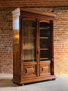 Antique Bookcase Vitrine French Solid Walnut 19th Century circa 1890 Number 3