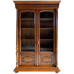 Antique Bibliothèque Vitrine française en noyer massif 19ème siècle circa 1890 Numéro 3