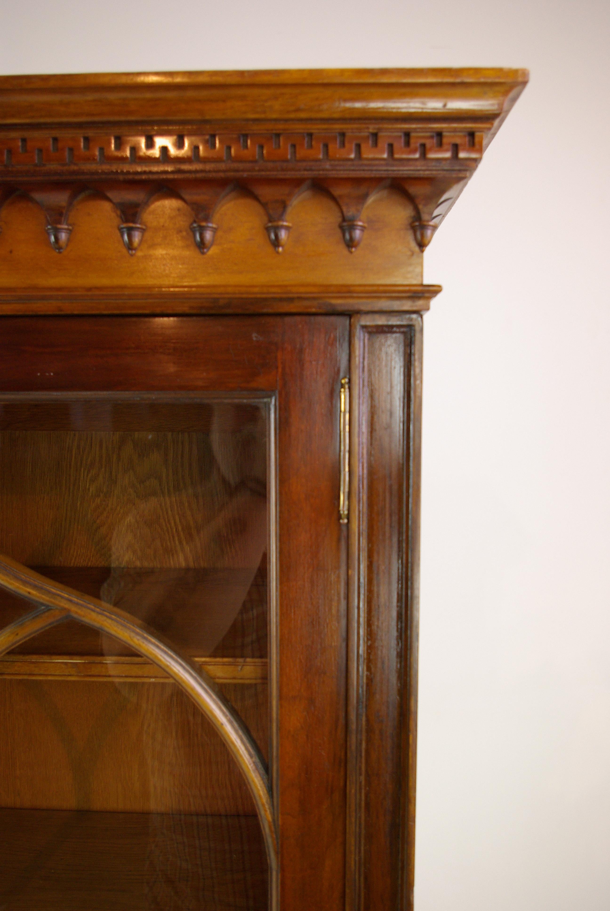 Antique Bookcase, Walnut Display Cabinet, 3 Door Bookcase, Scotland 1900, B1275 (Handgefertigt)