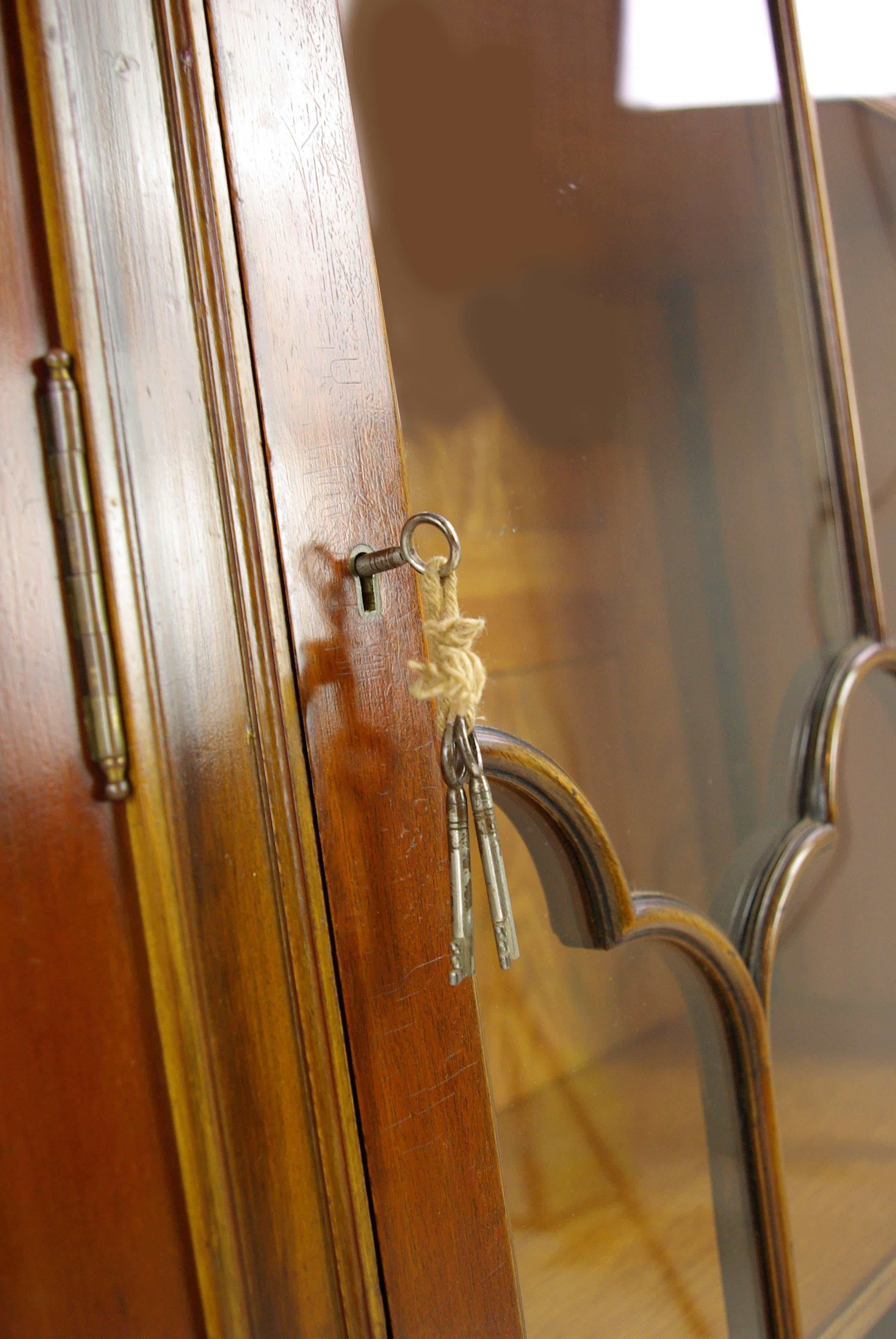 Antique Bookcase, Walnut Display Cabinet, 3 Door Bookcase, Scotland 1900, B1275 im Zustand „Gut“ in Vancouver, BC