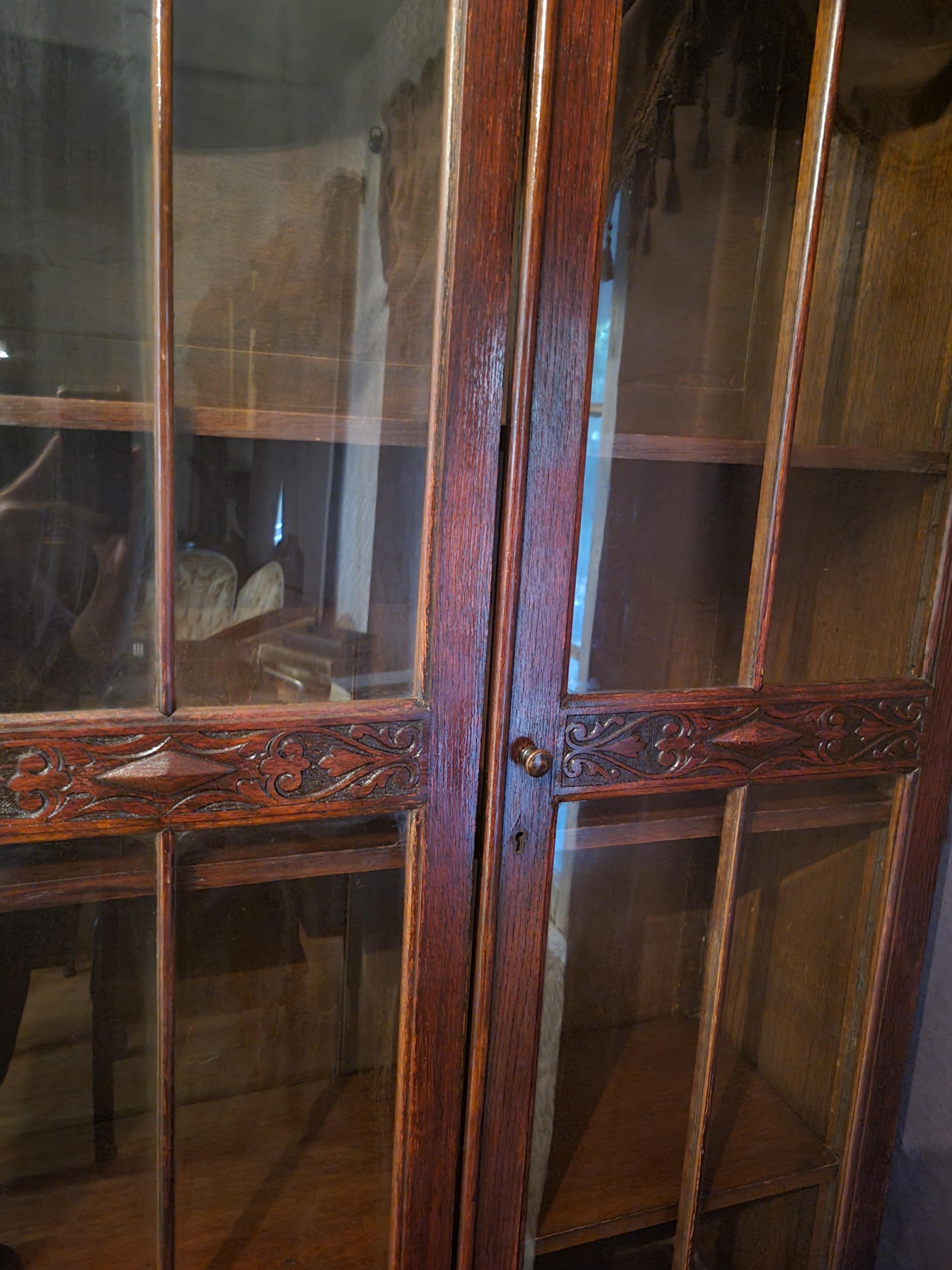 Antique Solid Wood Bookcase with Glass Doors - 75