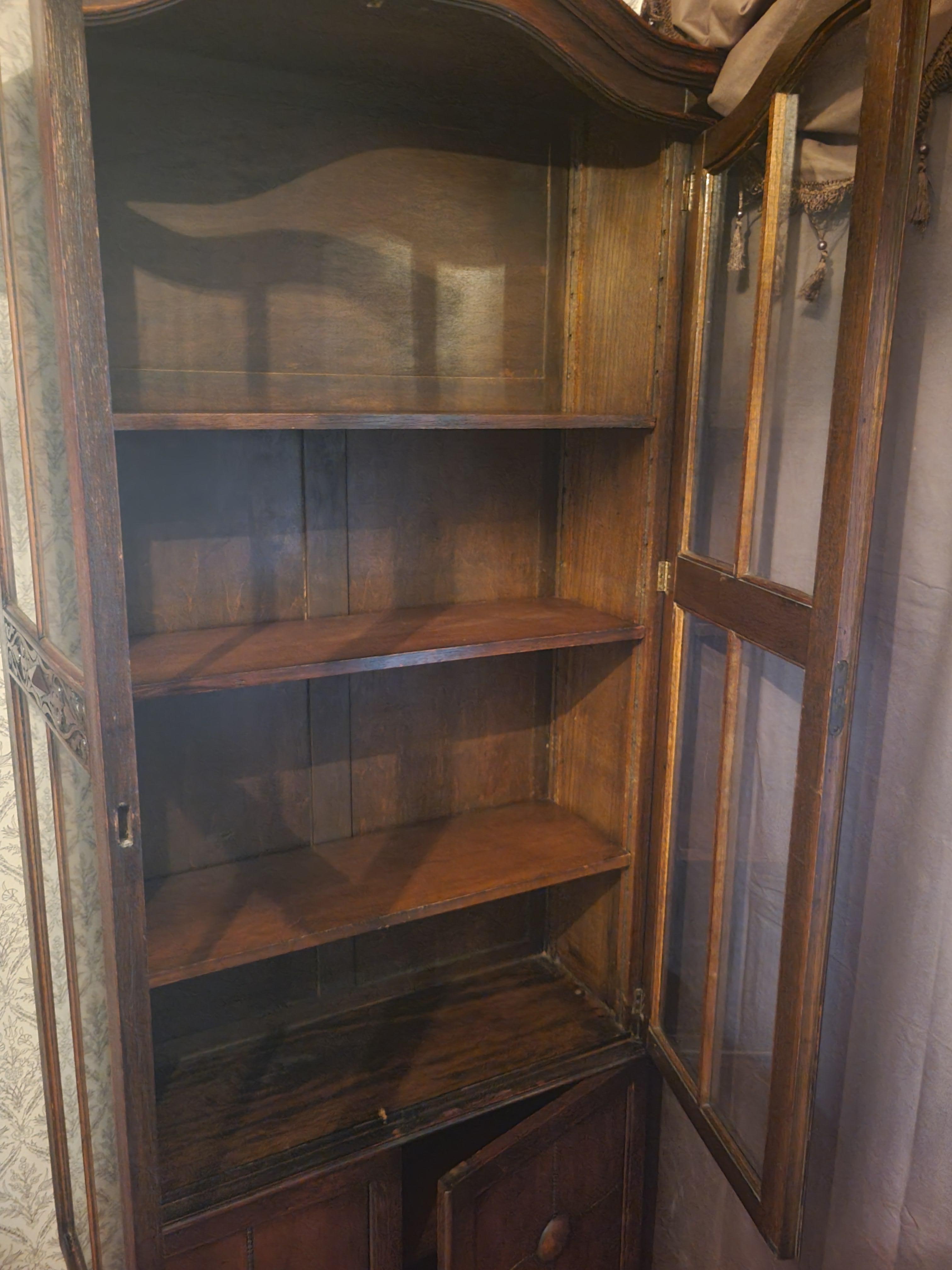 Antique Solid Wood Bookcase with Glass Doors - 75