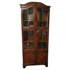 Antique Solid Wood Bookcase with Glass Doors - 75" x 30" x 10"