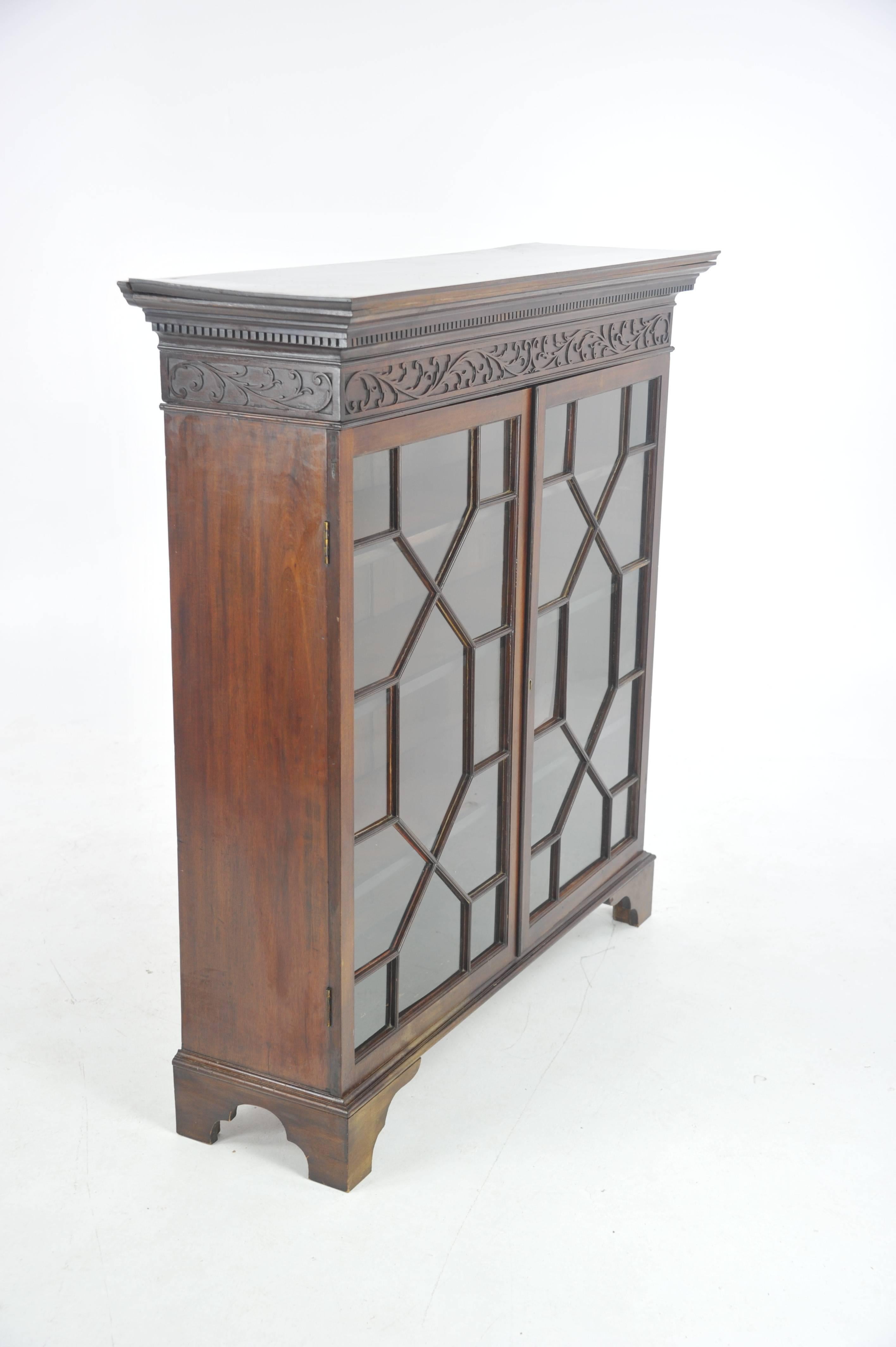 Hand-Crafted Antique Bookcase, Walnut Display Cabinet, Two Astragal Doors, Scotland, B1047