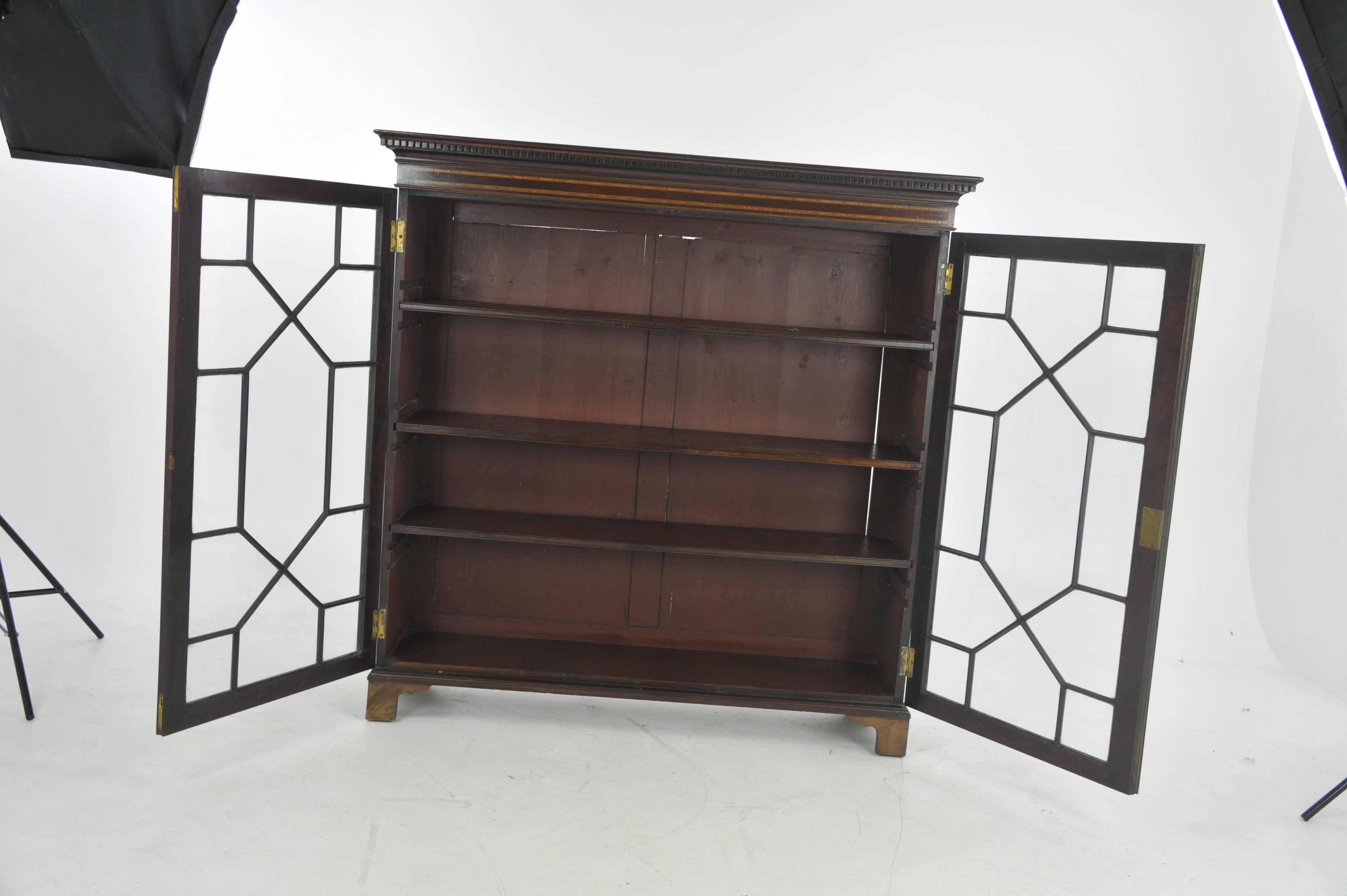 Scottish Antique Bookcase, Mahogany, Display Cabinet, Astragal Doors, Scotland 1910, B962