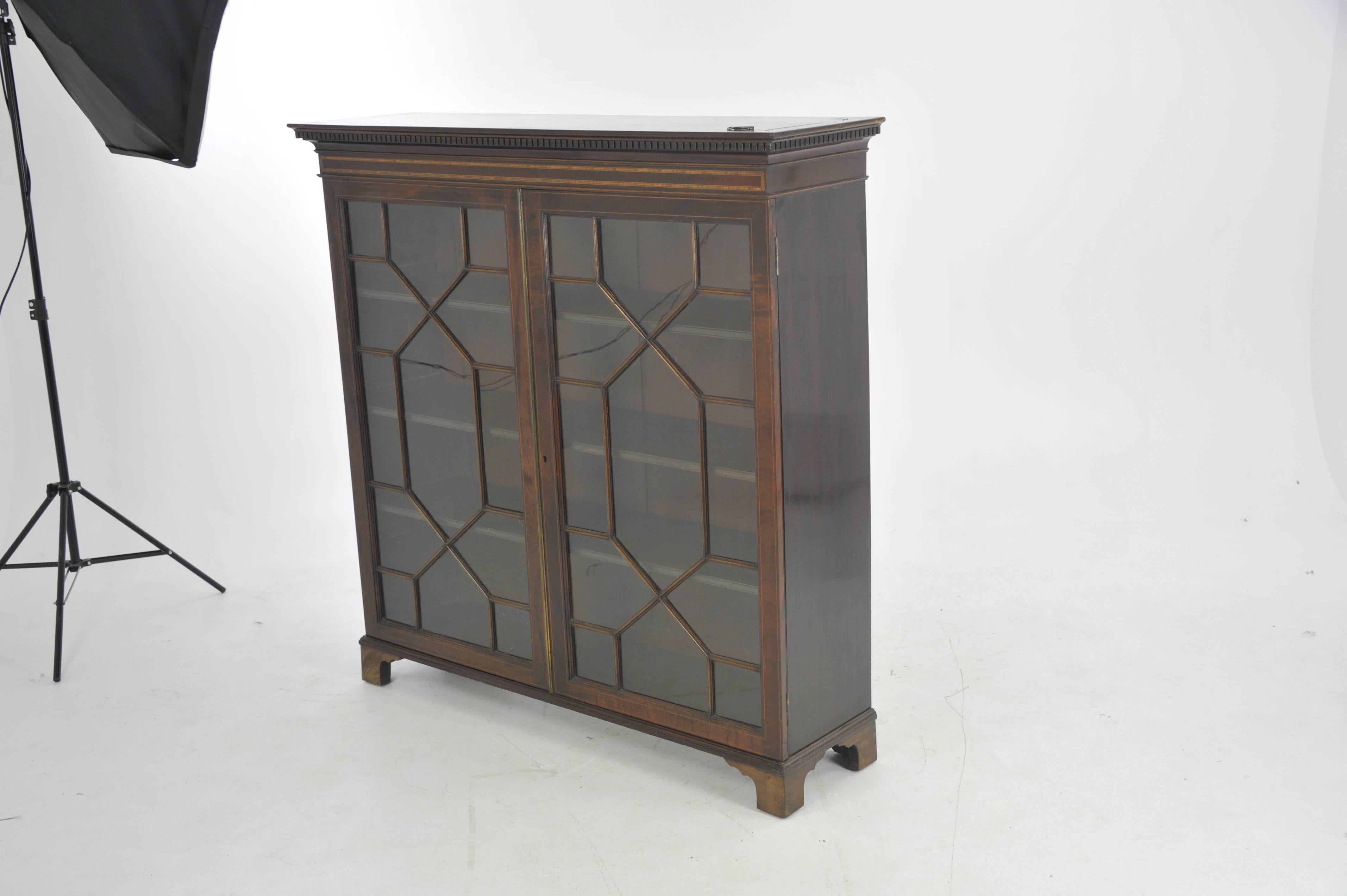Antique Bookcase, Mahogany, Display Cabinet, Astragal Doors, Scotland 1910, B962 In Excellent Condition In Vancouver, BC