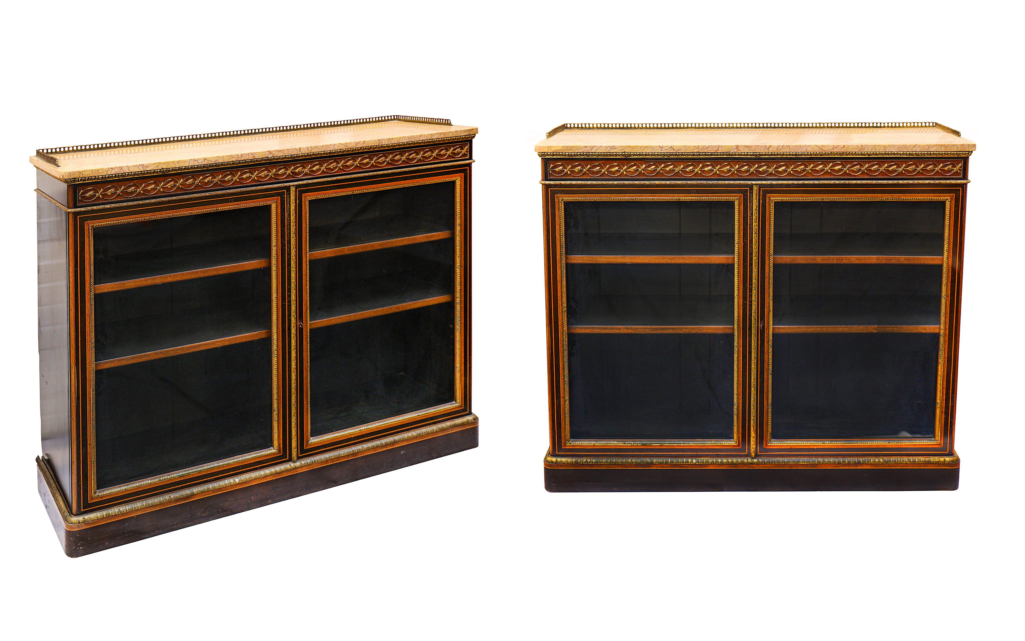 Antique Bookcases Lamb of Manchester Walnut Pair of Cabinets, circa 1850 7