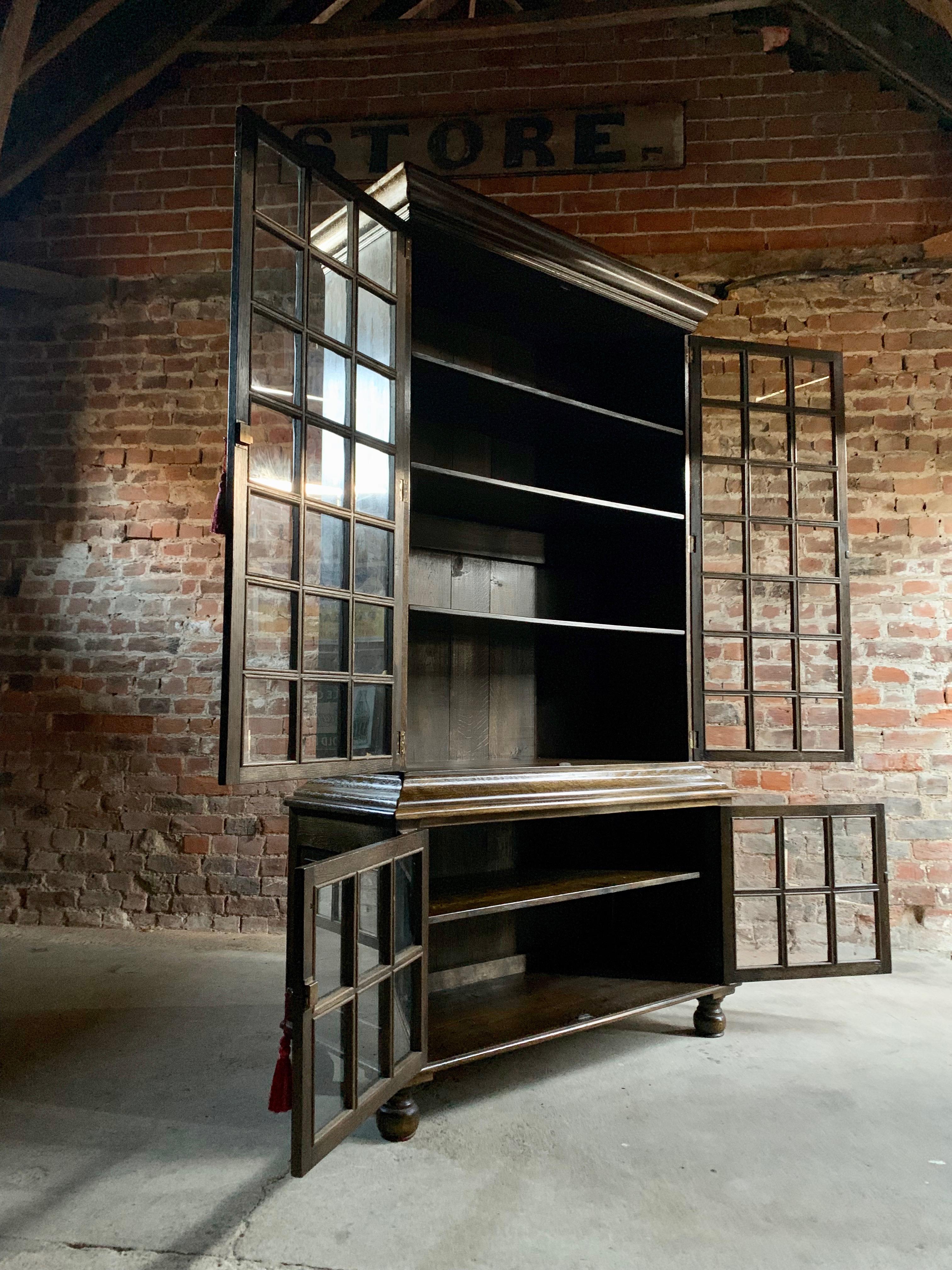 Early 20th Century Antique Bookcases Set of Four Pepys Style Solid Oak Arts & Crafts, circa 1920