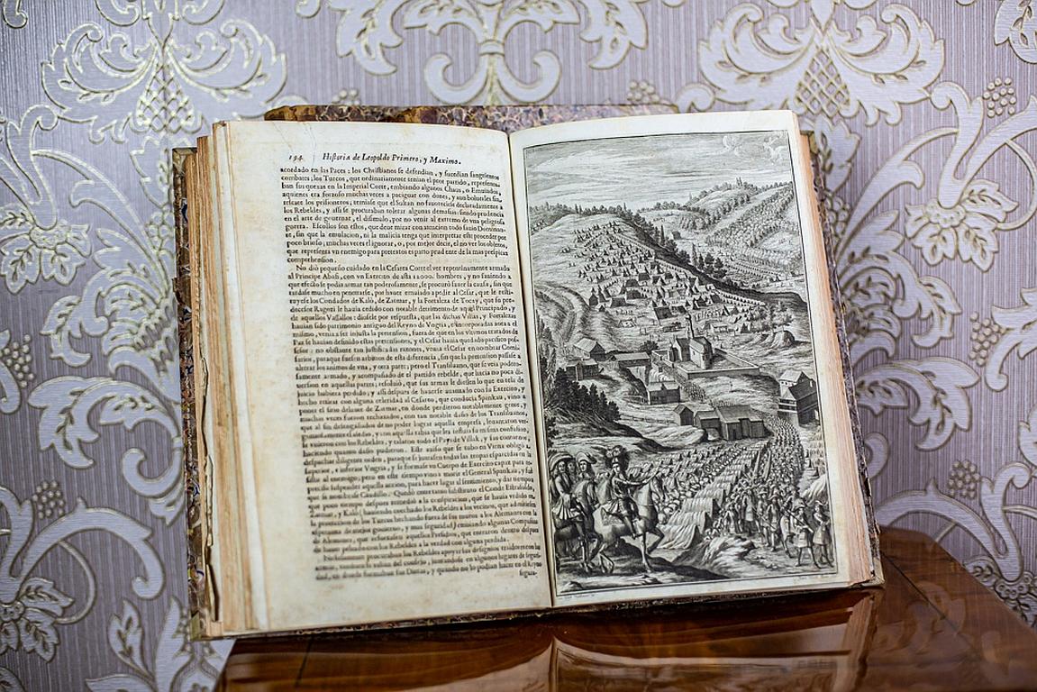 17th Century Antique Books circa 1696, The Life of Leopold I Hapsburg For Sale