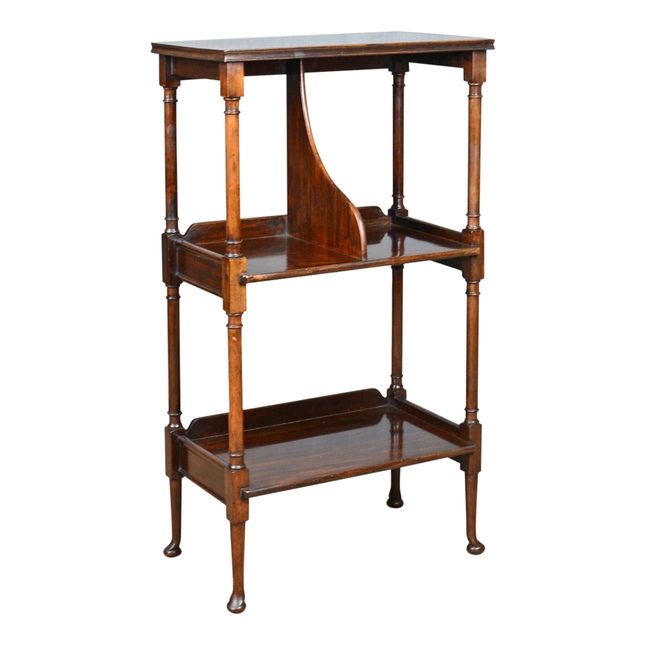 Antique, Bookshelf, Mahogany Stand, Three-Tier Whatnot, Regency Revival