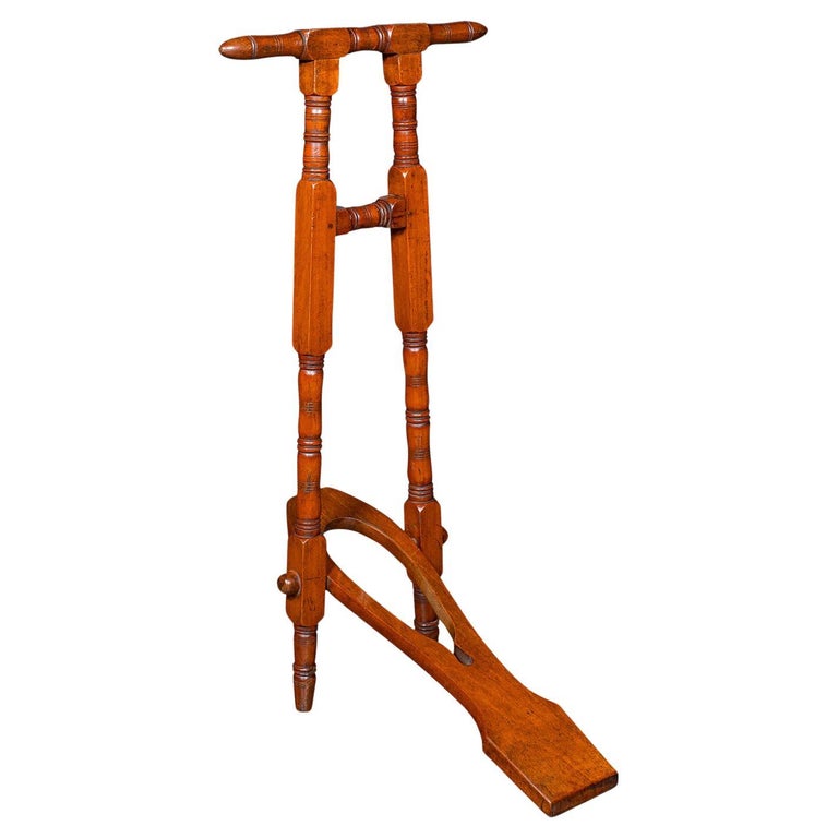 Antique Boot Jack, English, Walnut, Folding Shoe Pull, Entrance