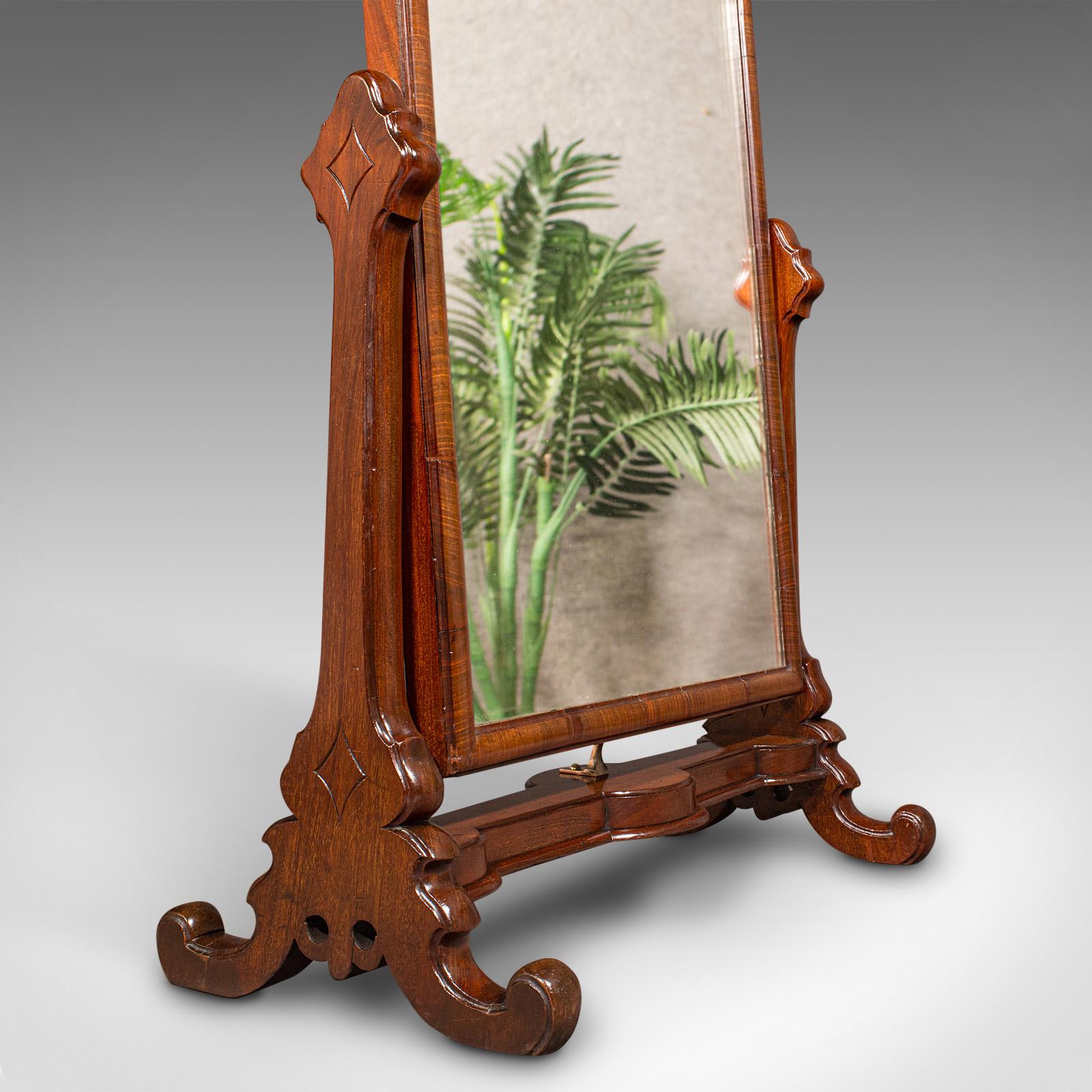 19th Century Antique Boot Maker's Mirror, English, Cheval, Dressing, Early Victorian, C.1840 For Sale