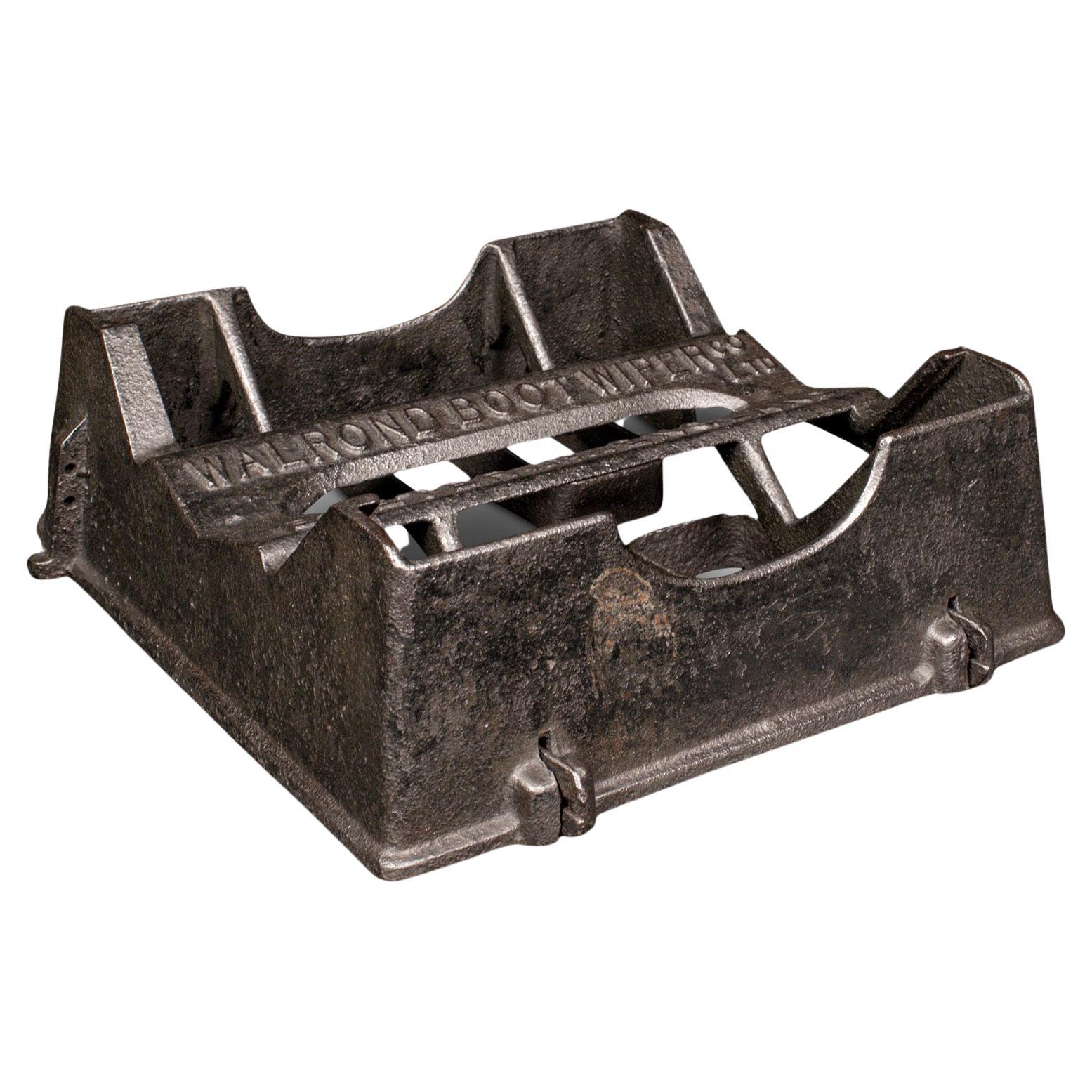 Antique Chaussures à bottes anglaises en fonte, poignée de chaussure d'entrée, noires, style édouardien