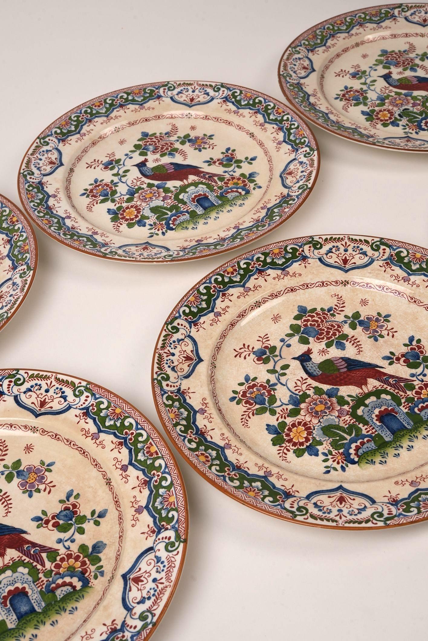 Antike Booth's 'Old Dutch Peacock' China 26-teiliges Tafelservice (Chinoiserie) im Angebot