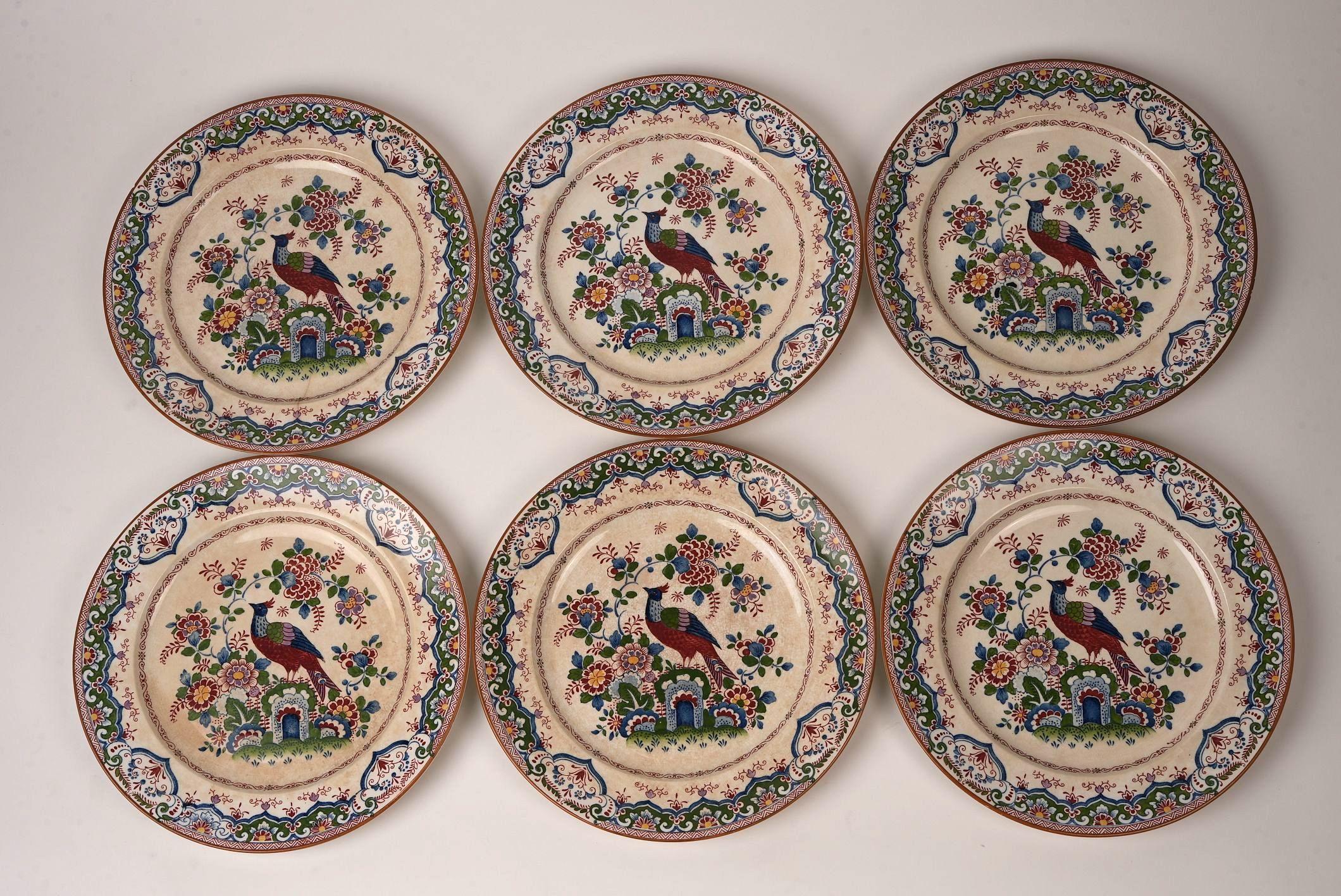 Antike Booth's 'Old Dutch Peacock' China 26-teiliges Tafelservice (Britisch) im Angebot
