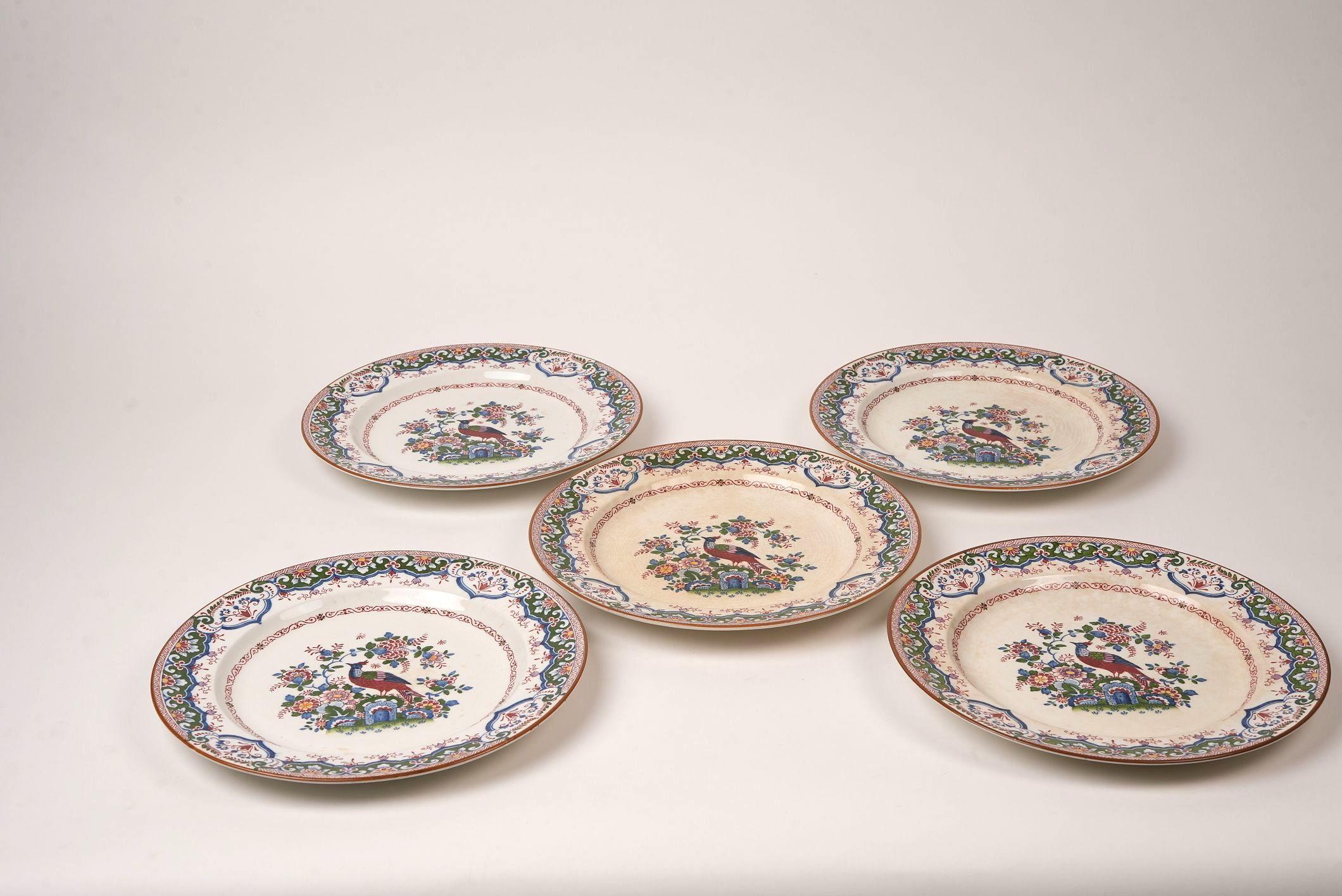Antike Booth's 'Old Dutch Peacock' China 26-teiliges Tafelservice (Handbemalt) im Angebot