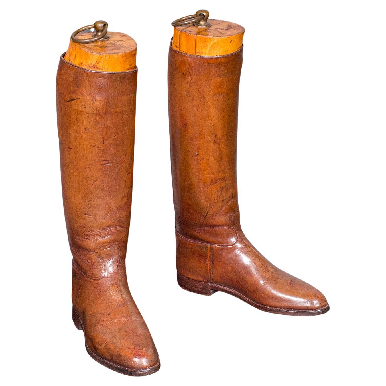 Espositore antico per calzolaio, inglese, in pelle, set di stringi-stivali, edoardiano