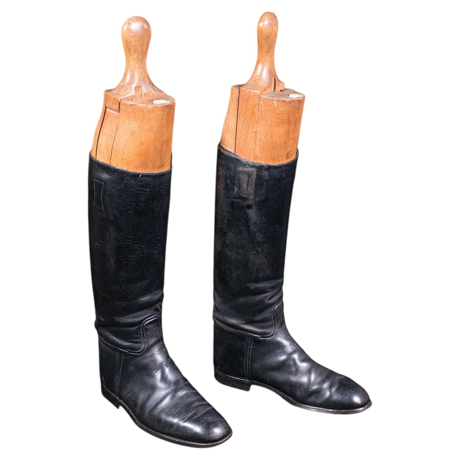 Antique Bootmaker's Last, English Leather, Beech Boots Stretcher, Maxwell London