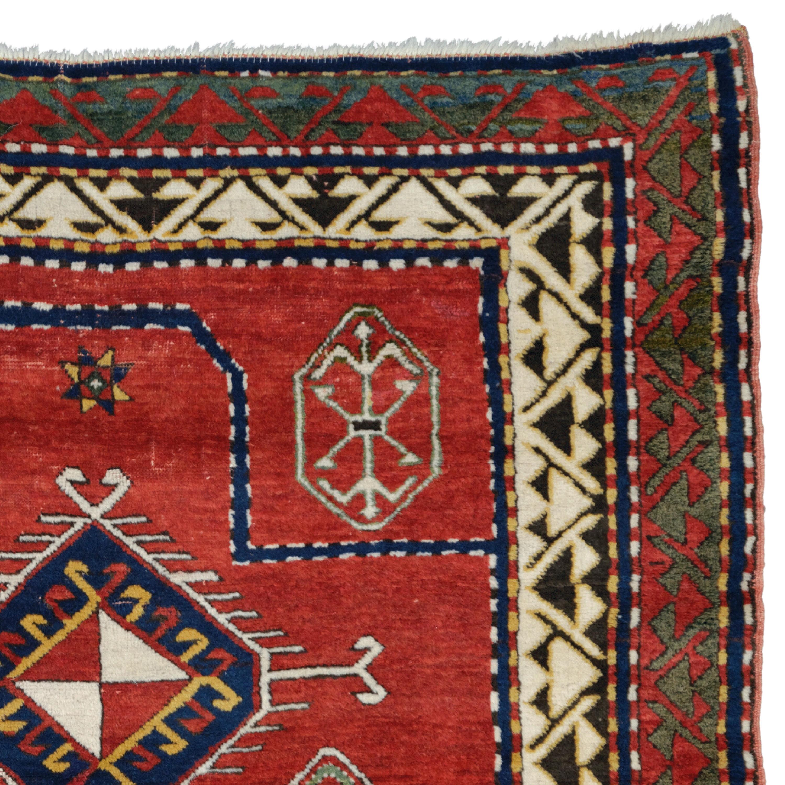 Wool Antique Bordjalou Prayer Rug - 19th Century Caucasian Bordjalou Rug, Antique Rug For Sale