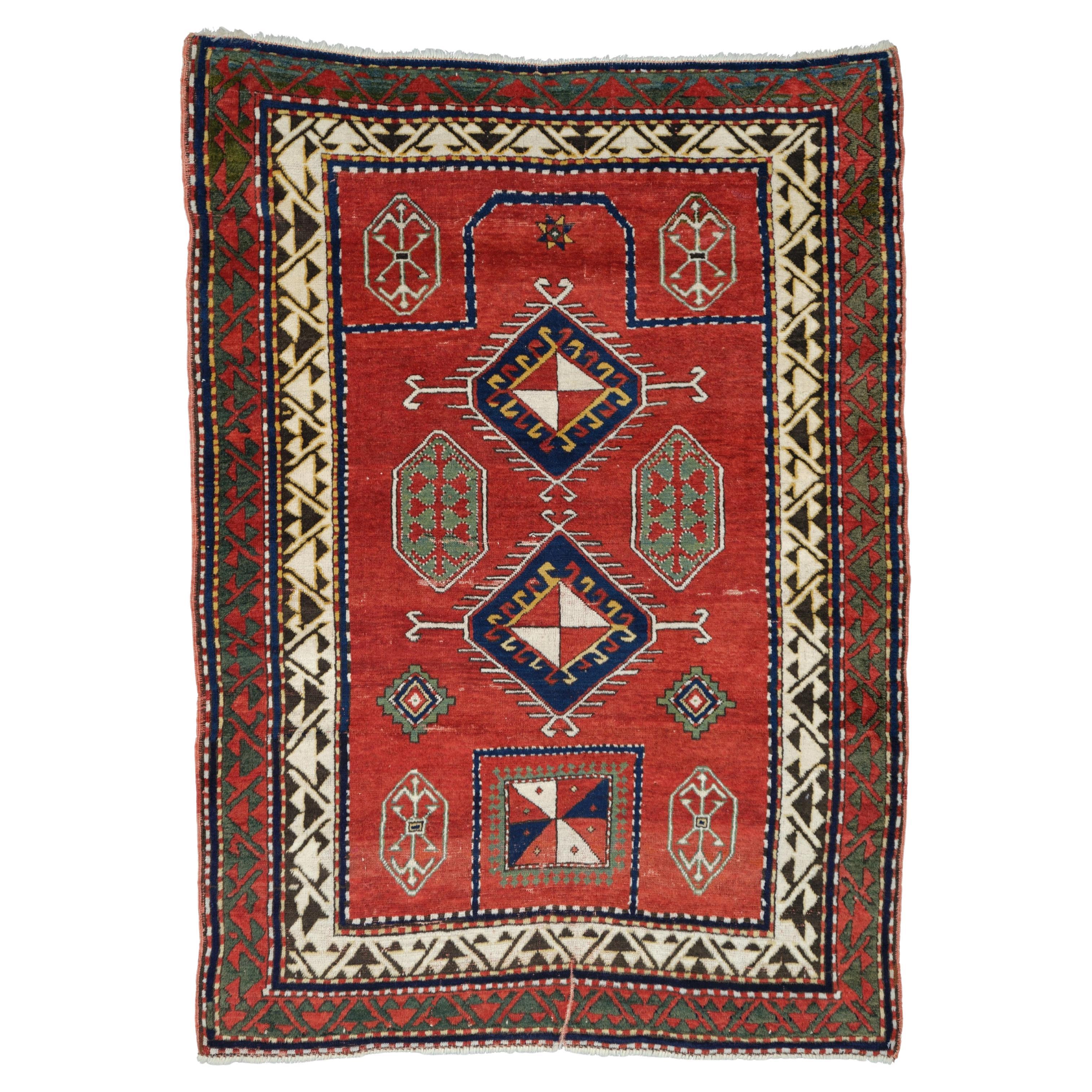 Antique Bordjalou Prayer Rug - 19th Century Caucasian Bordjalou Rug, Antique Rug