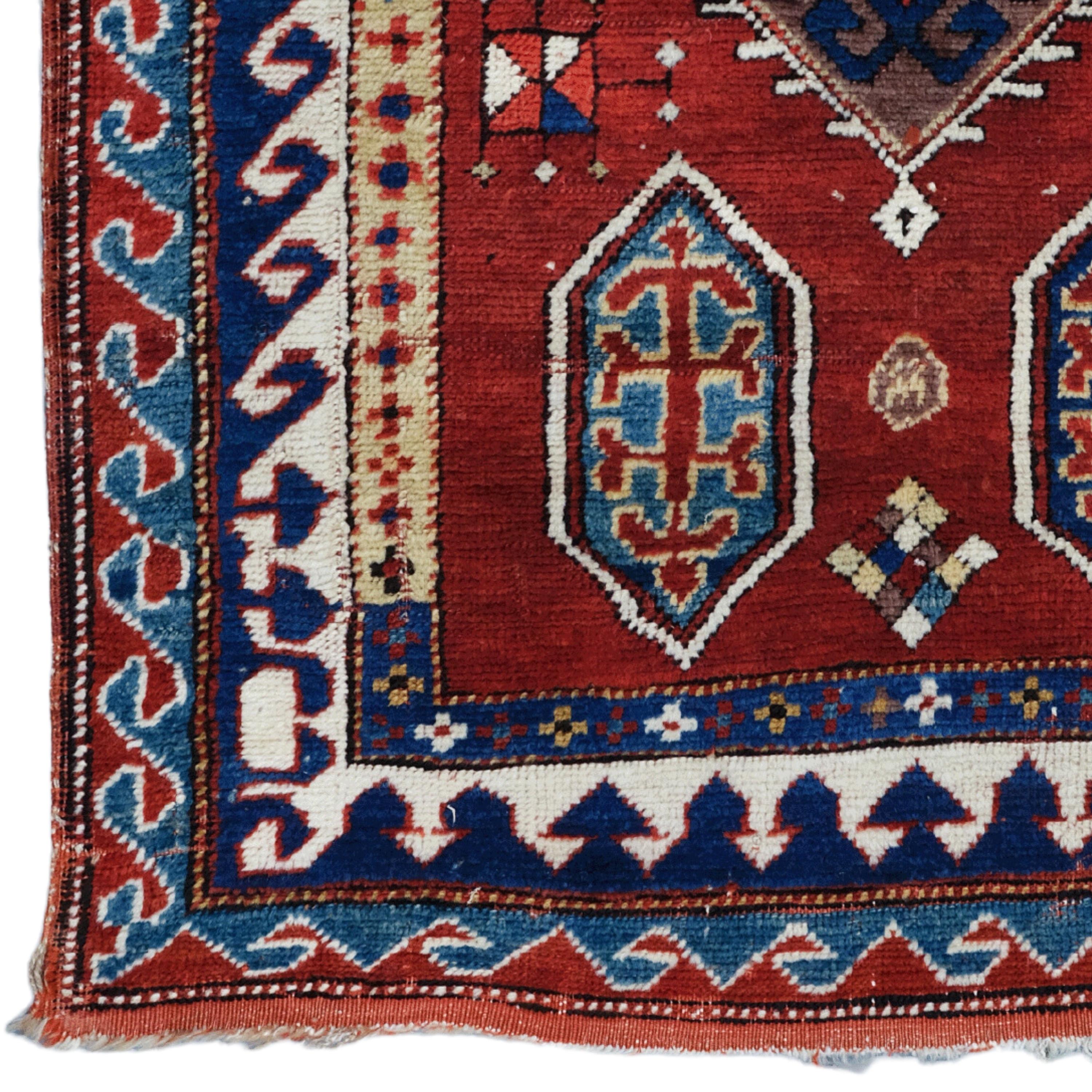 19th Century Bordjalou Rug - Handwoven Antique Caucasian Rug

This elegant 19th century Bordjalou rug will add an authentic touch to your space with its historical texture and rich color palette. This rare piece, measuring 85x154 cm, presents the