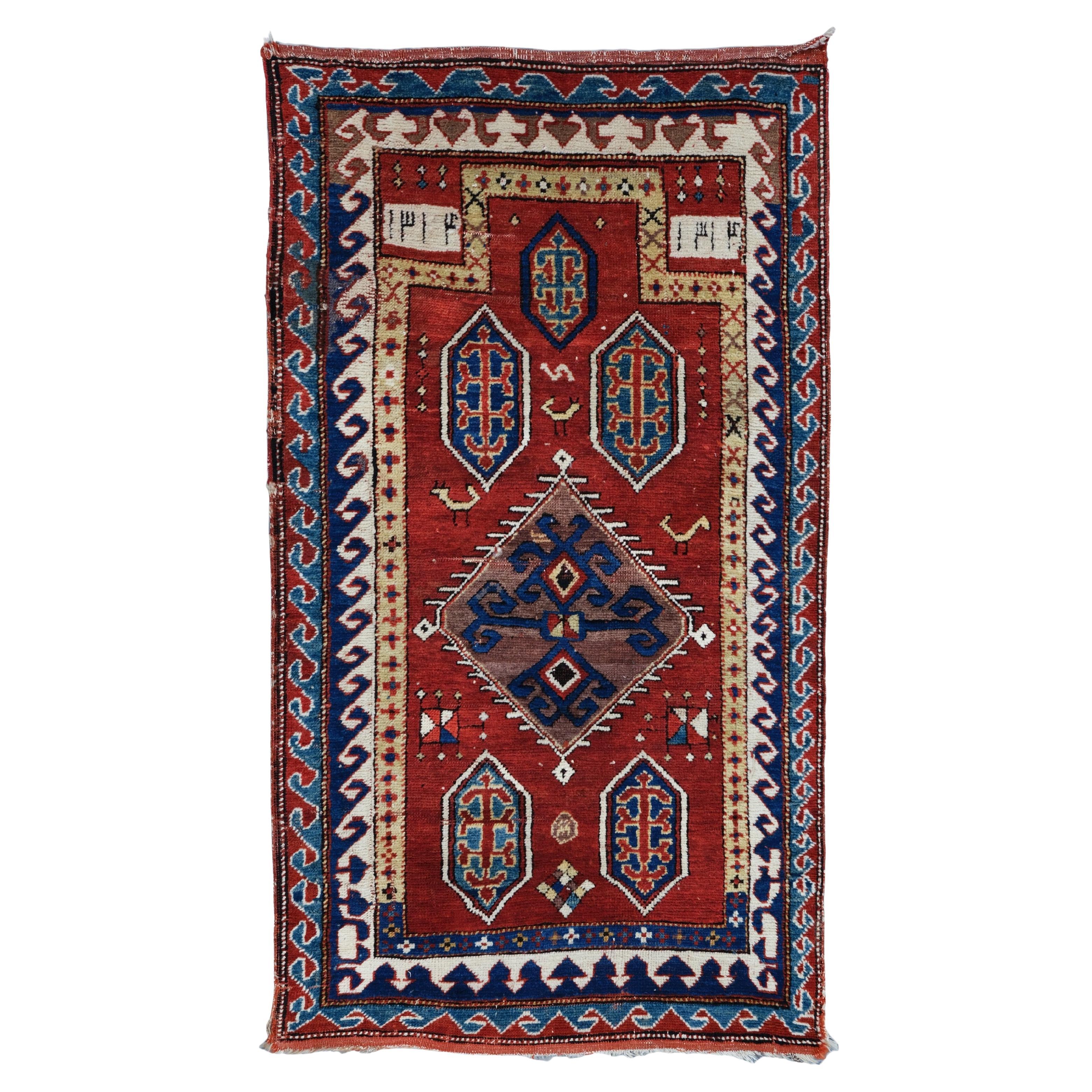 Antiker Bordjalou-Teppich - 19. Jahrhundert Bordjalou-Teppich, handgewebter Teppich, kaukasischer Teppich