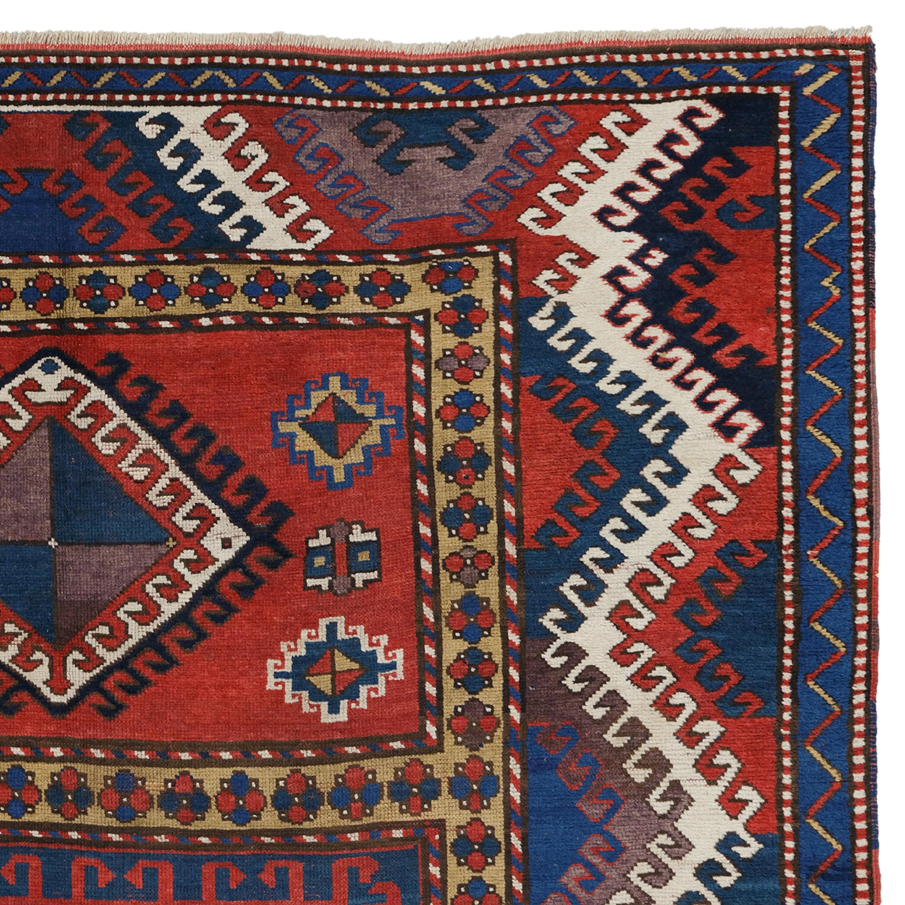 Wool Antique Bordjalou Rug - Mid-19th Century Caucasian Bordjalou Rug, Antique Rug For Sale