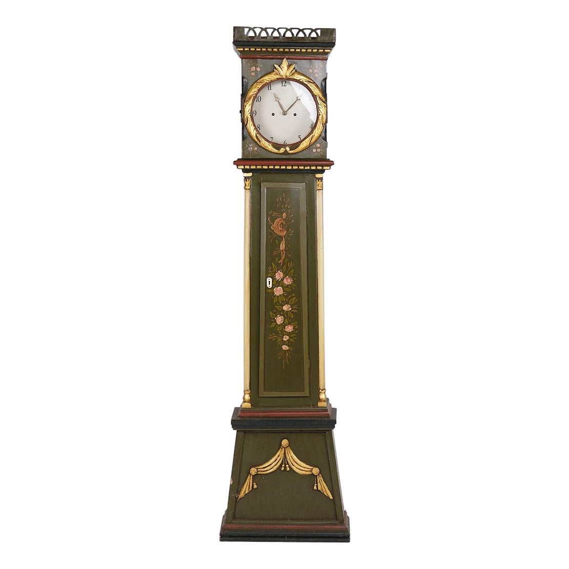 Antique Bornholm Clock With Hand Painted Decoration