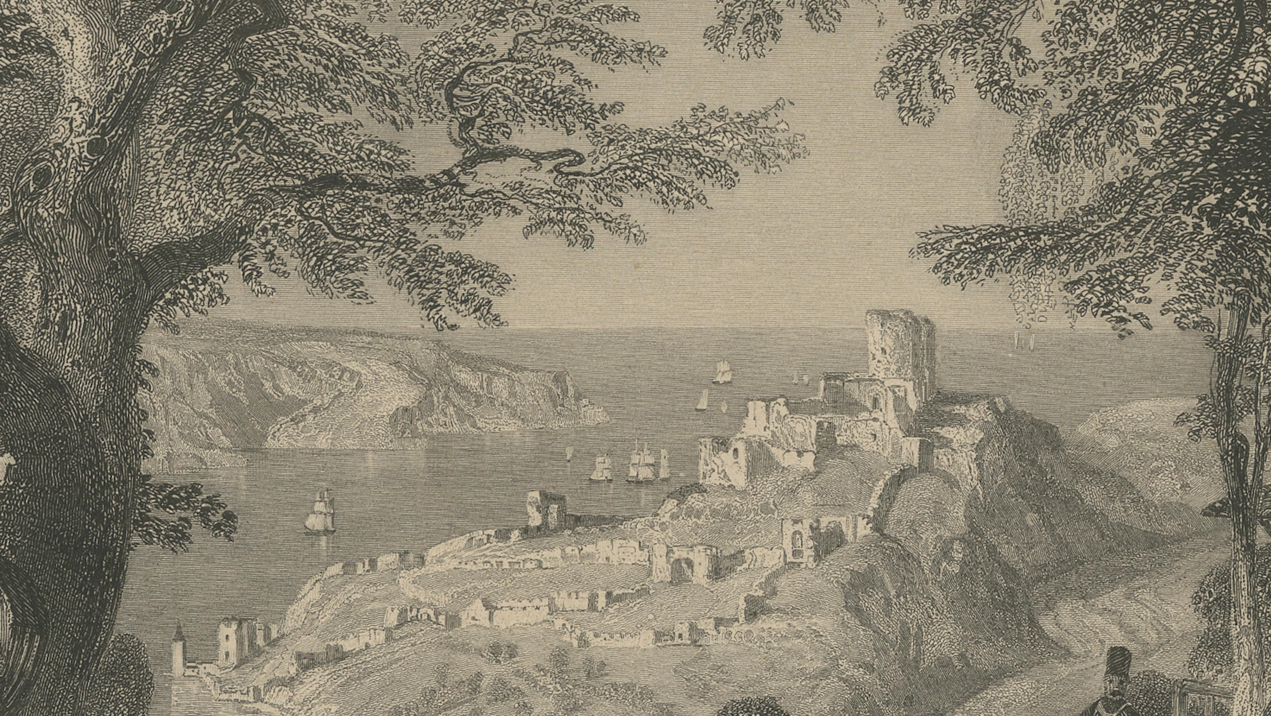 Antique Bosphorus Entrance Print, Allom Black Sea View Constantinople, c.1838