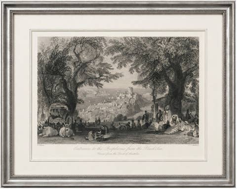 Antique Bosphorus Entrance Print, Allom Black Sea View Constantinople, c.1838