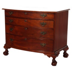 Antique Boston Chippendale Mahogany 4-Graduated Drawer Bow Front Chest c1800