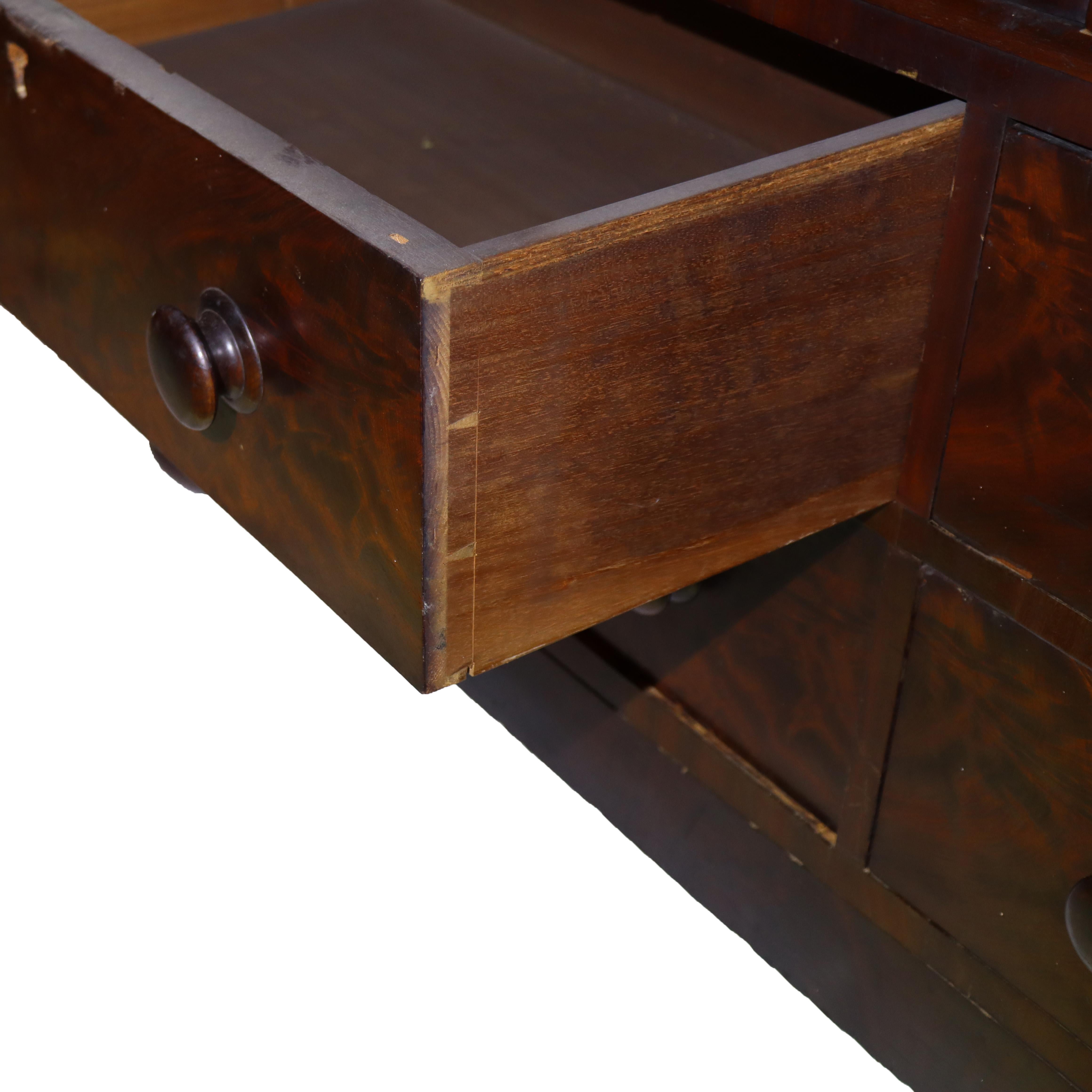 Antique Boston Federal Mahogany Two-Door Four-Drawer Linen Press c1850 For Sale 11