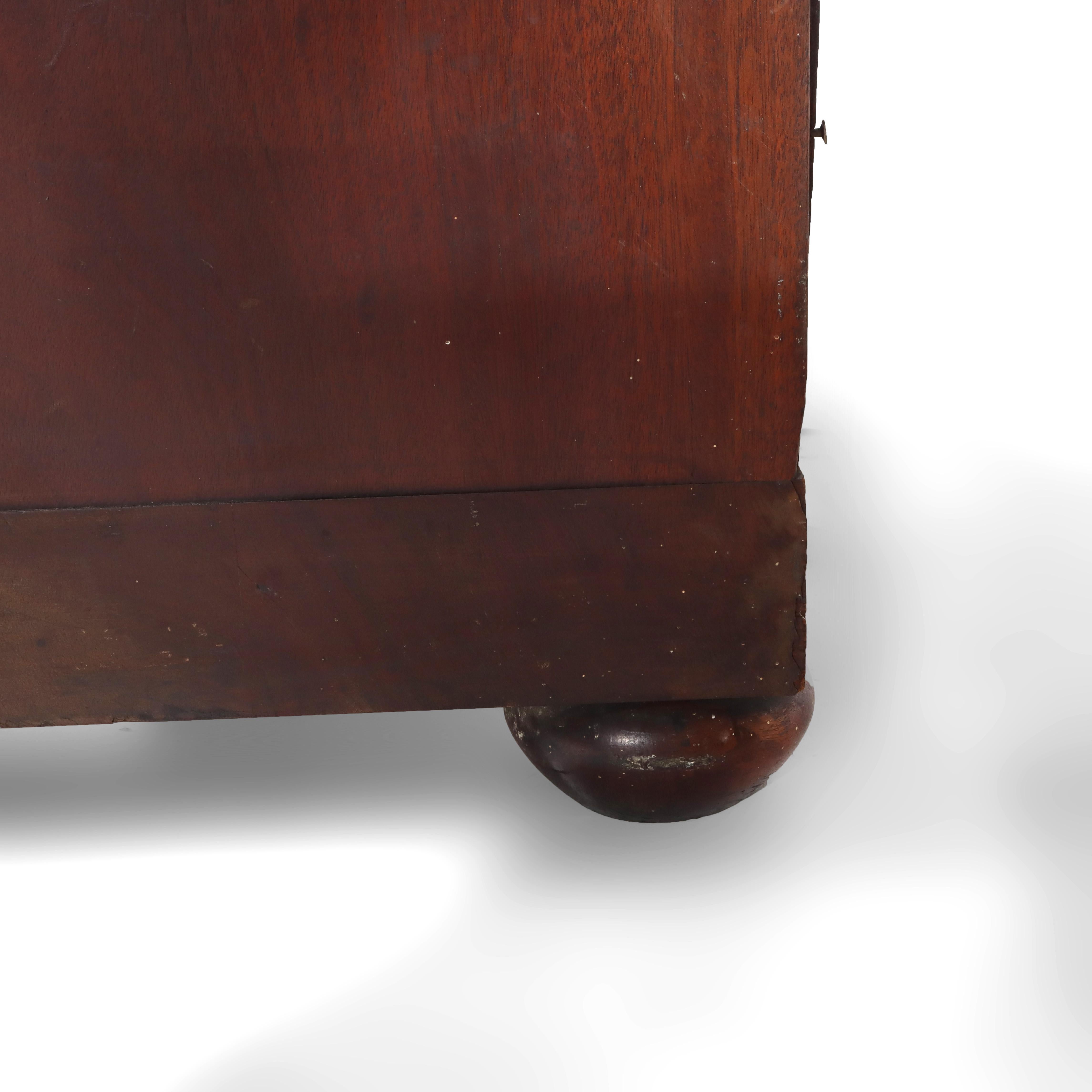 Antique Boston Federal Mahogany Two-Door Four-Drawer Linen Press c1850 For Sale 13
