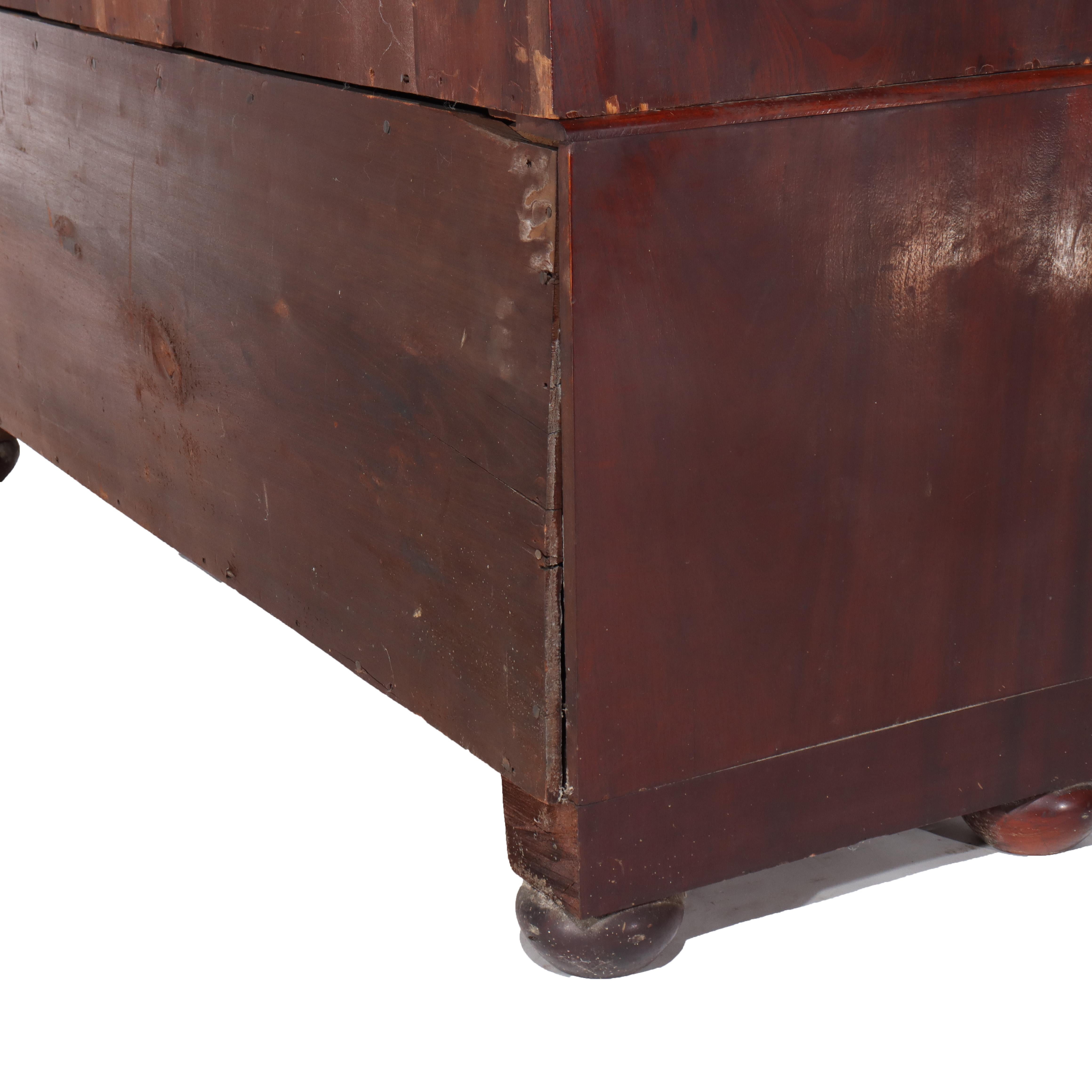 Antique Boston Federal Mahogany Two-Door Four-Drawer Linen Press c1850 For Sale 16