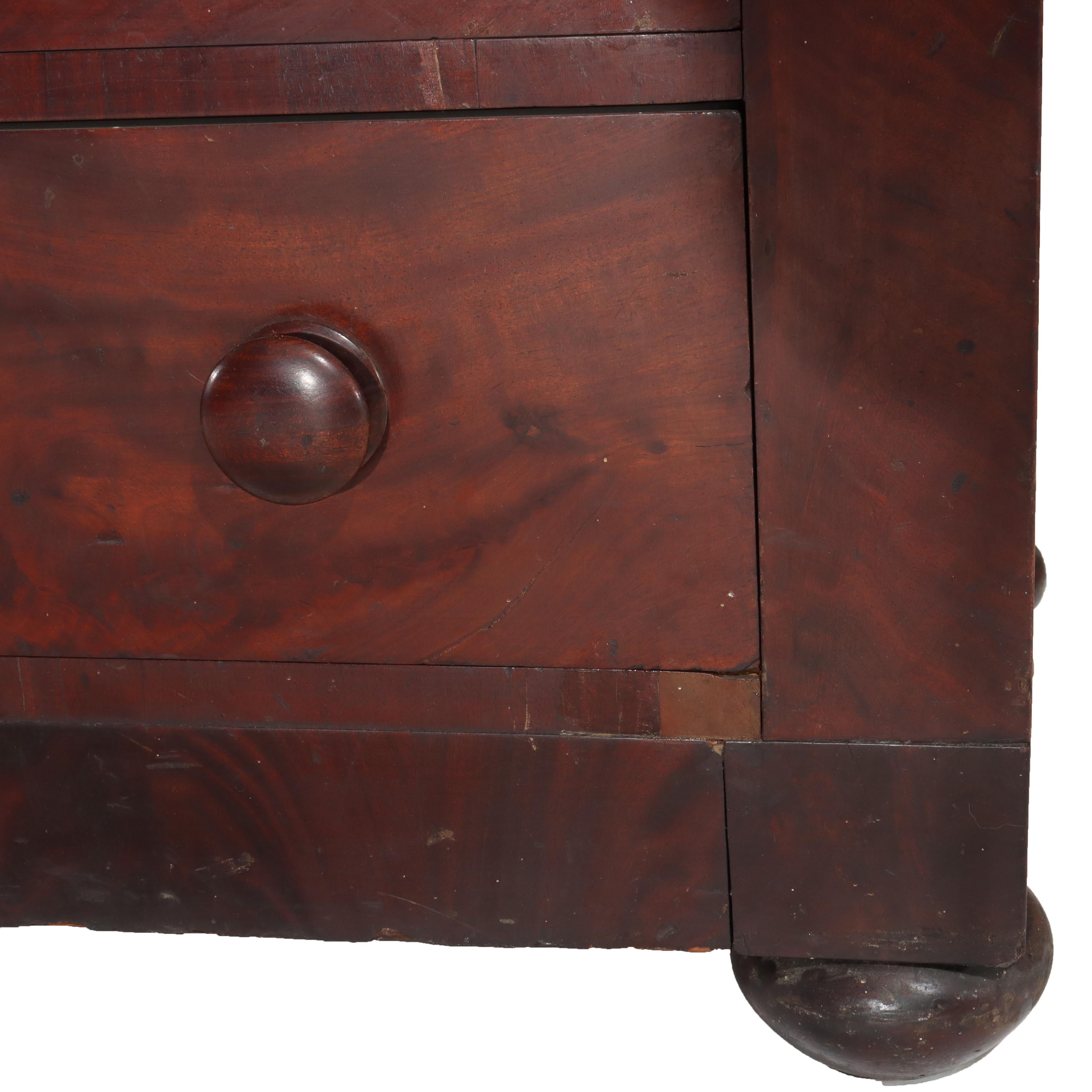 Antique Boston Federal Mahogany Two-Door Four-Drawer Linen Press c1850 In Good Condition For Sale In Big Flats, NY
