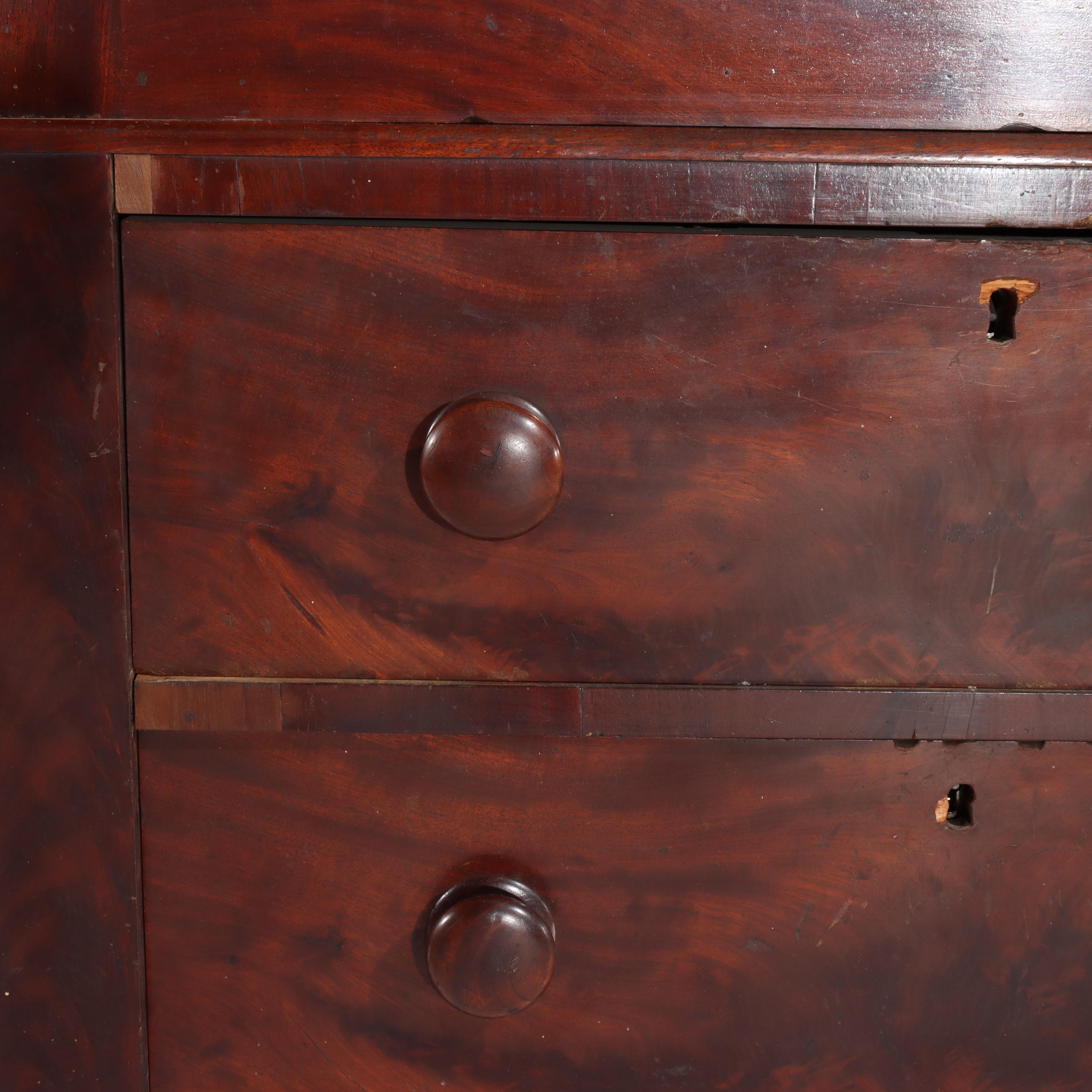 Antique Boston Federal Mahogany Two-Door Four-Drawer Linen Press c1850 For Sale 1