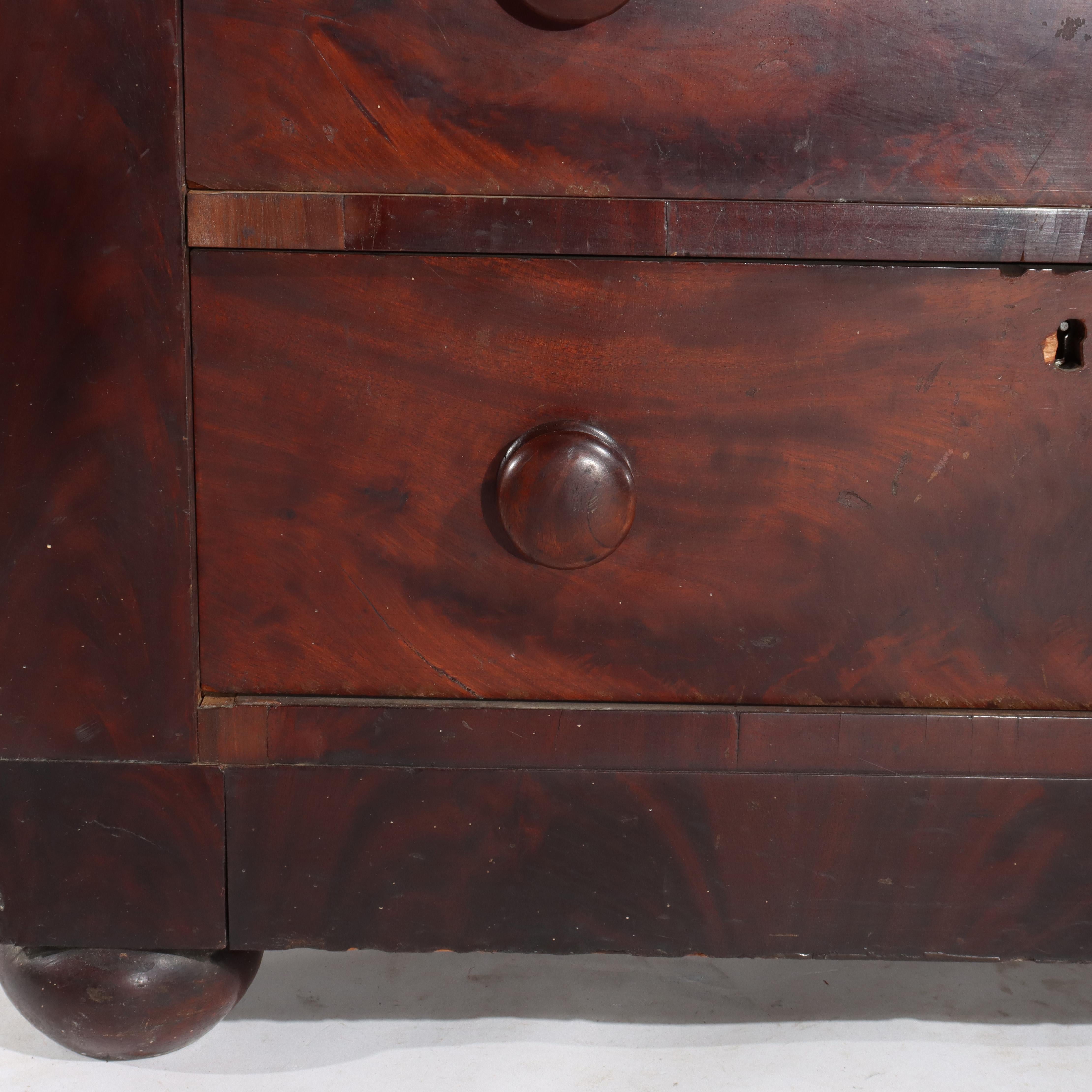 Antique Boston Federal Mahogany Two-Door Four-Drawer Linen Press c1850 For Sale 2