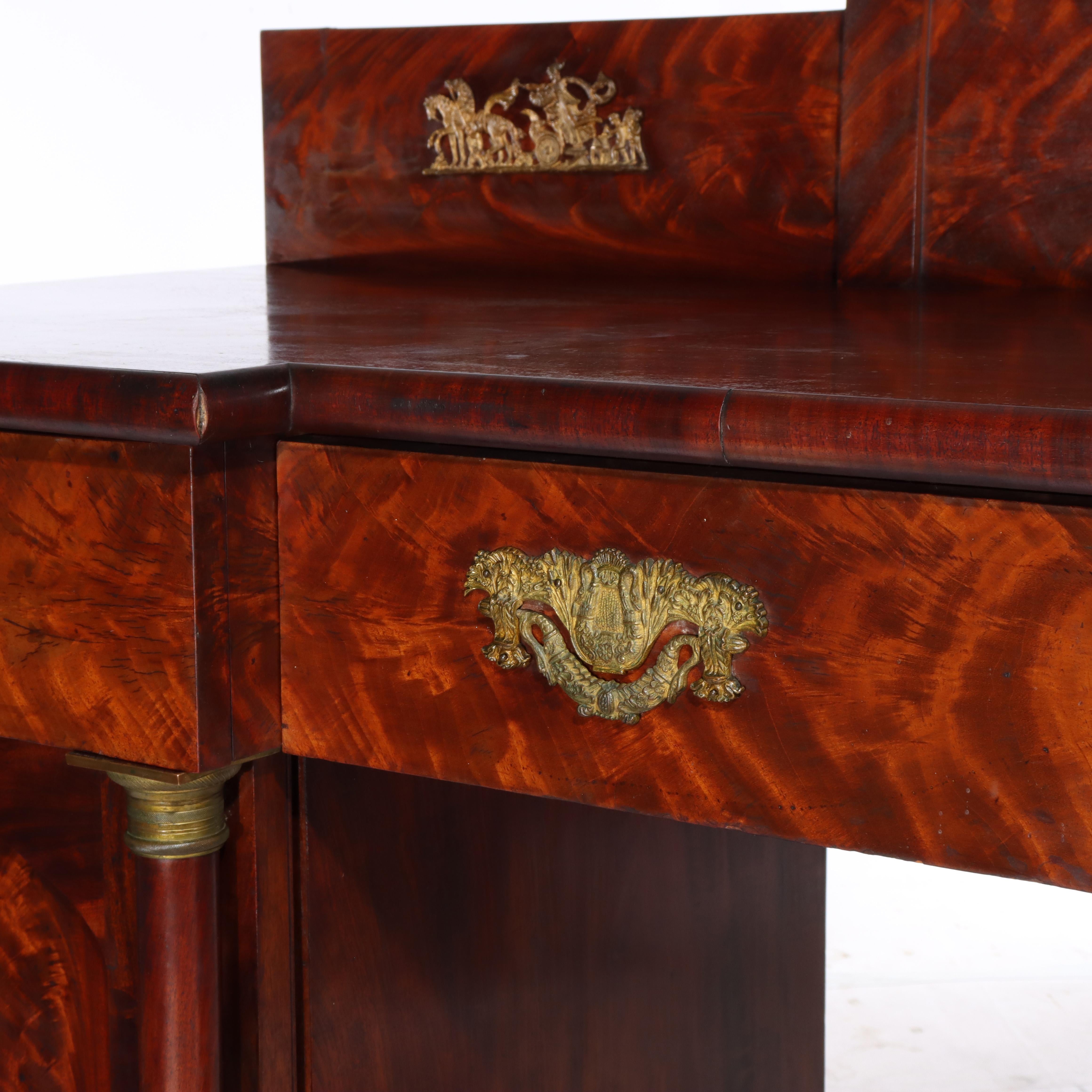 Antica credenza a doppio piedistallo in mogano di epoca napoleonica c1820 in vendita 7