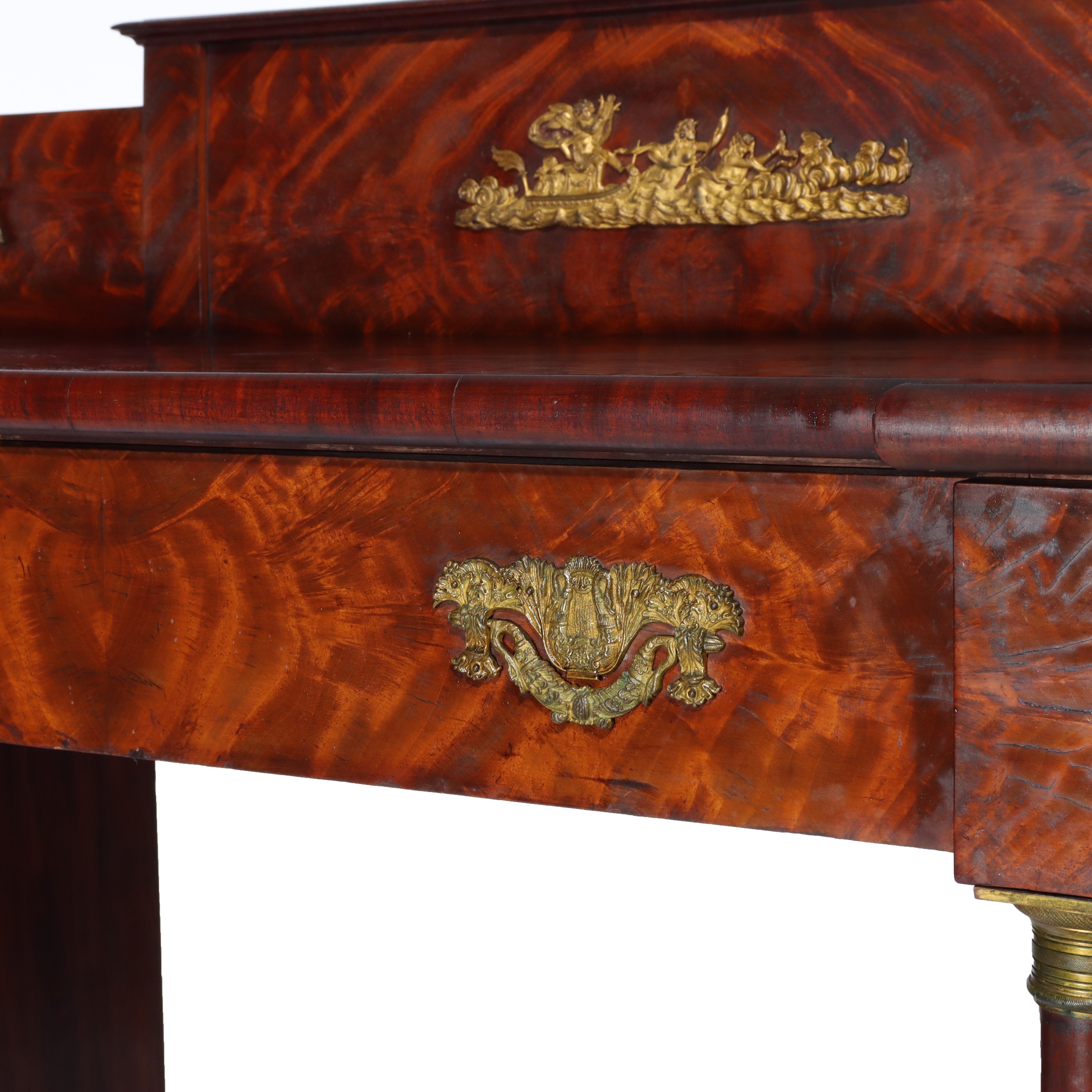 Antica credenza a doppio piedistallo in mogano di epoca napoleonica c1820 in vendita 3