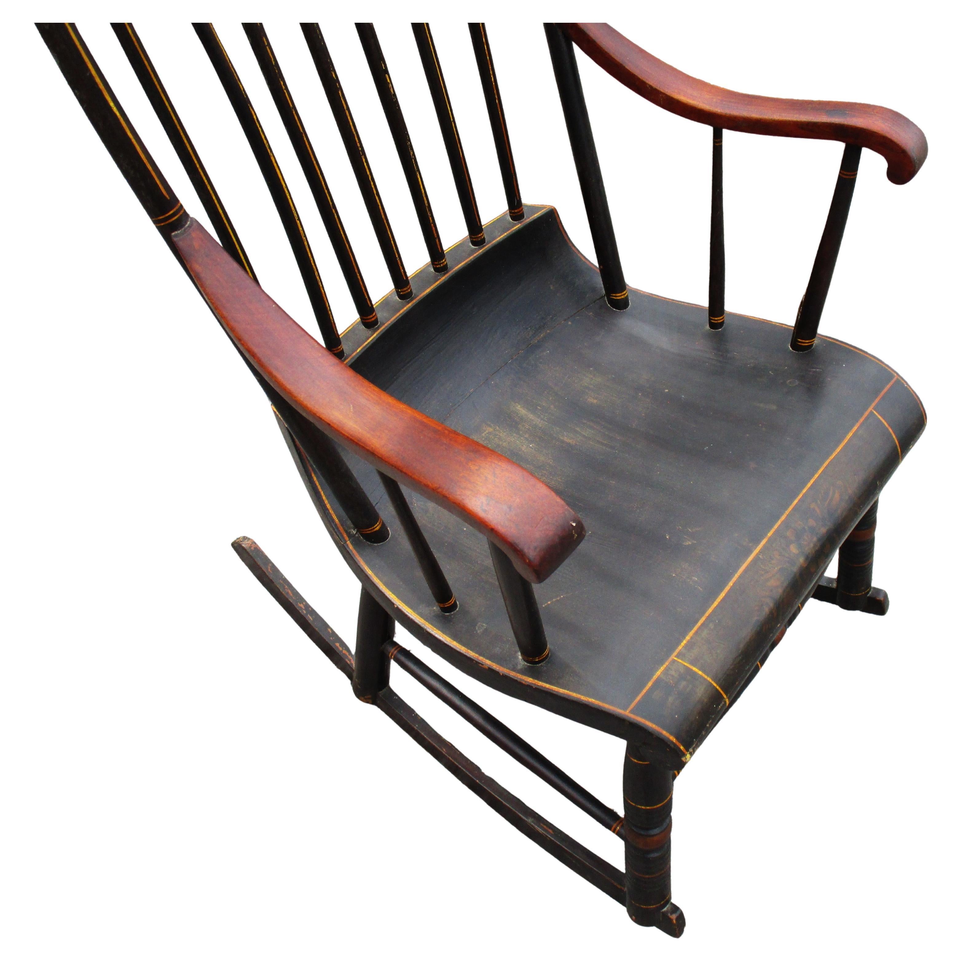 Antique Boston Rocking Chair Original Paint / Stencil / Gilt Decoration, 1860 In Good Condition In Rochester, NY