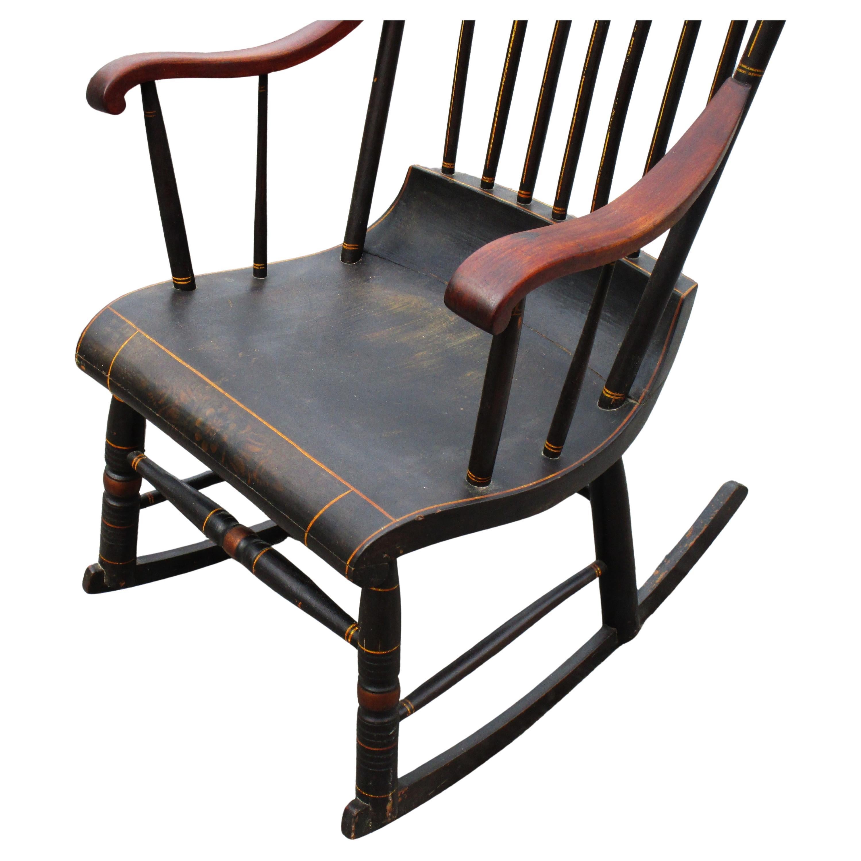 Antique Boston Rocking Chair Original Paint / Stencil / Gilt Decoration, 1860 1