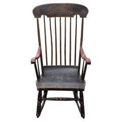 Antique Boston Rocking Chair Original Paint / Stencil / Gilt Decoration, 1860